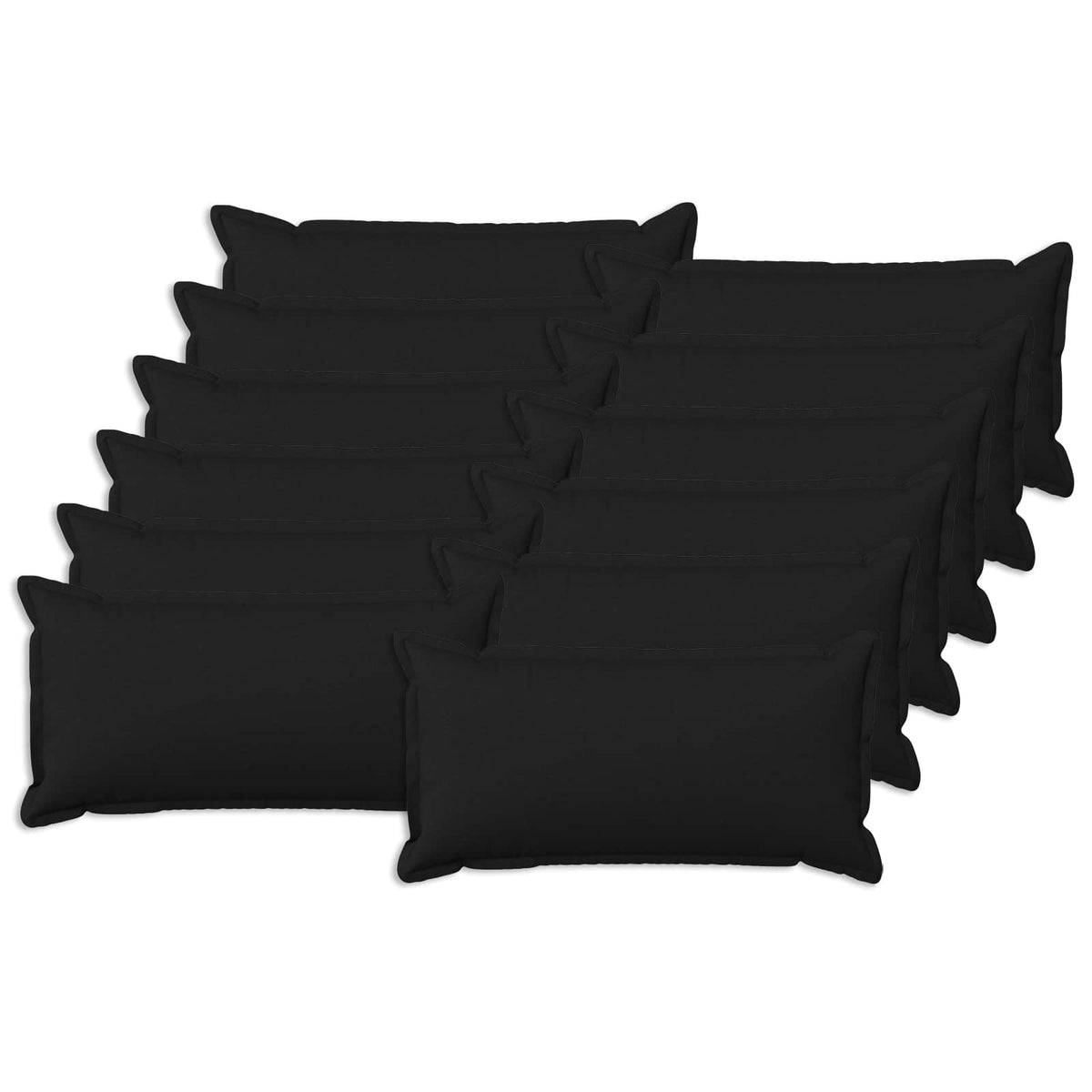 Throw Pillow 12 pcs HOUTEN Black 40 x 80 cm Faux Linen