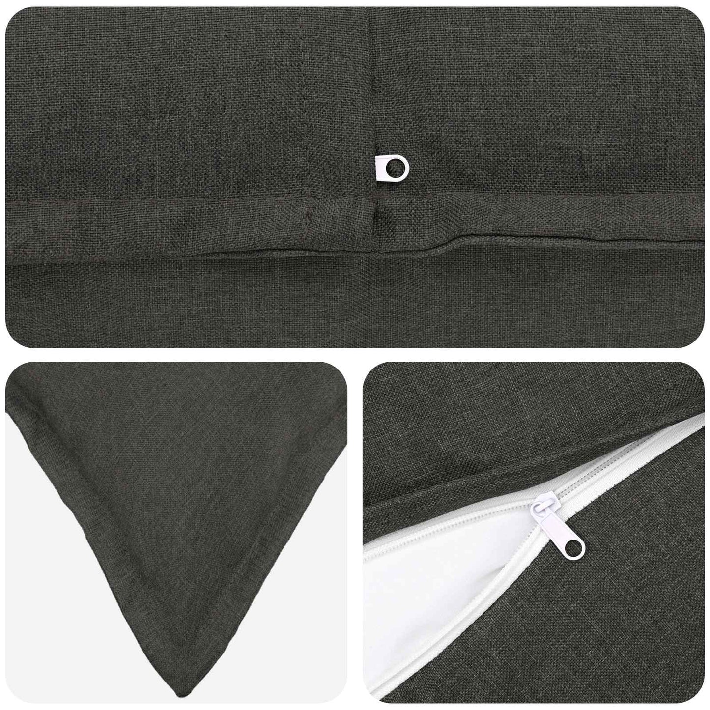 Cushion with Pillow HOUTEN 12 pcs Dark Grey Faux Linen