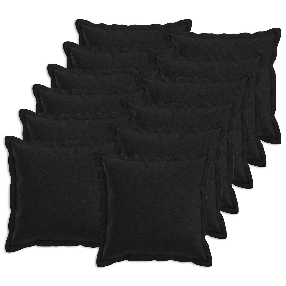 Throw Pillow 12 pcs HOUTEN Black 45 x 45 cm Faux Linen