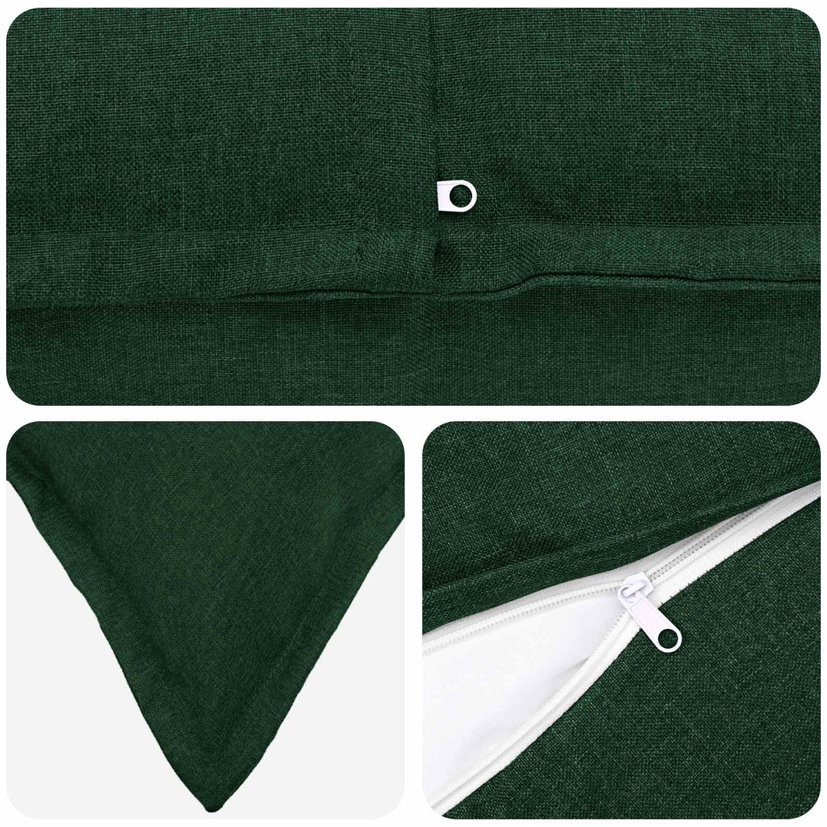 Cushion with Pillow HOUTEN 12 pcs Dark Green Faux Linen