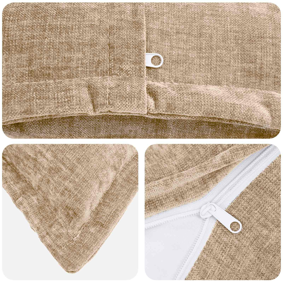 Throw Pillow 6 pcs HOUTEN Taupe 45 x 45 cm Chenille Fabric