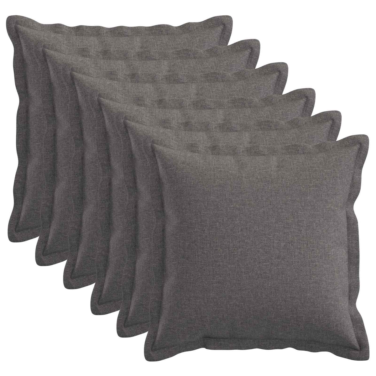 Throw Pillow 6 pcs HOUTEN Light Grey 50 x 50 cm Faux Linen