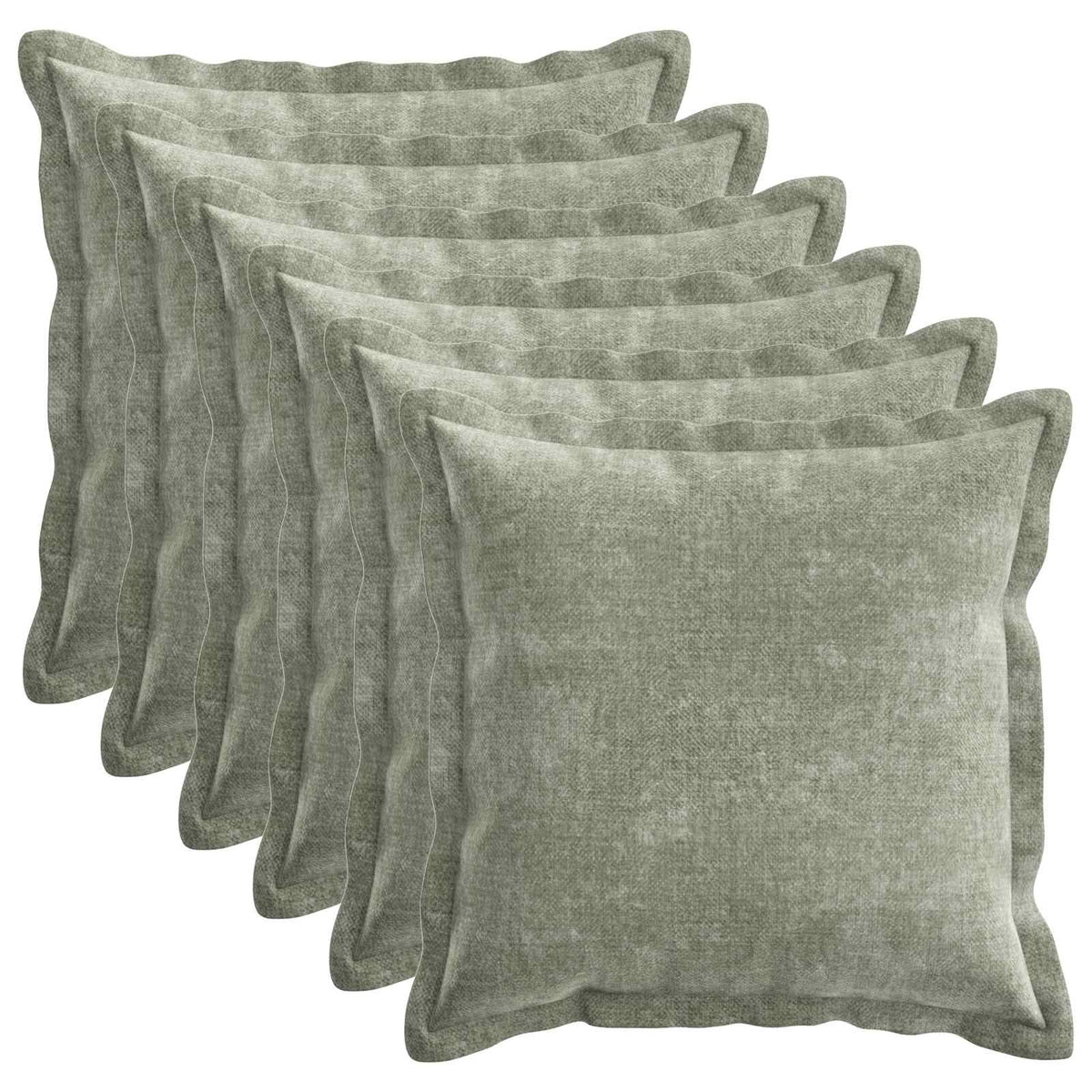 Throw Pillow 6 pcs HOUTEN Green 50 x 50 cm Chenille Fabric