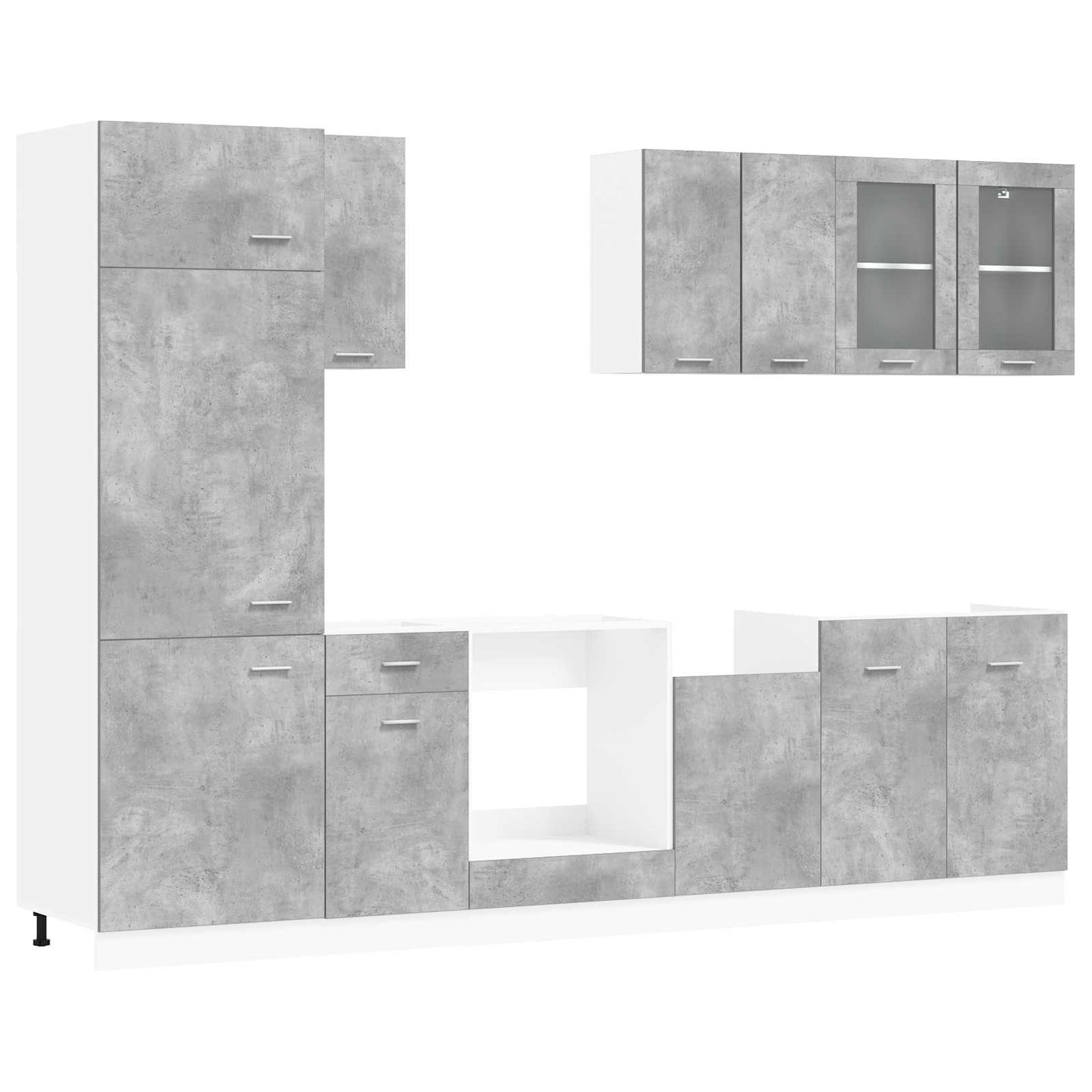 Kitchen Unit Lyon 8 pcs Concrete Grey Engineered Wood