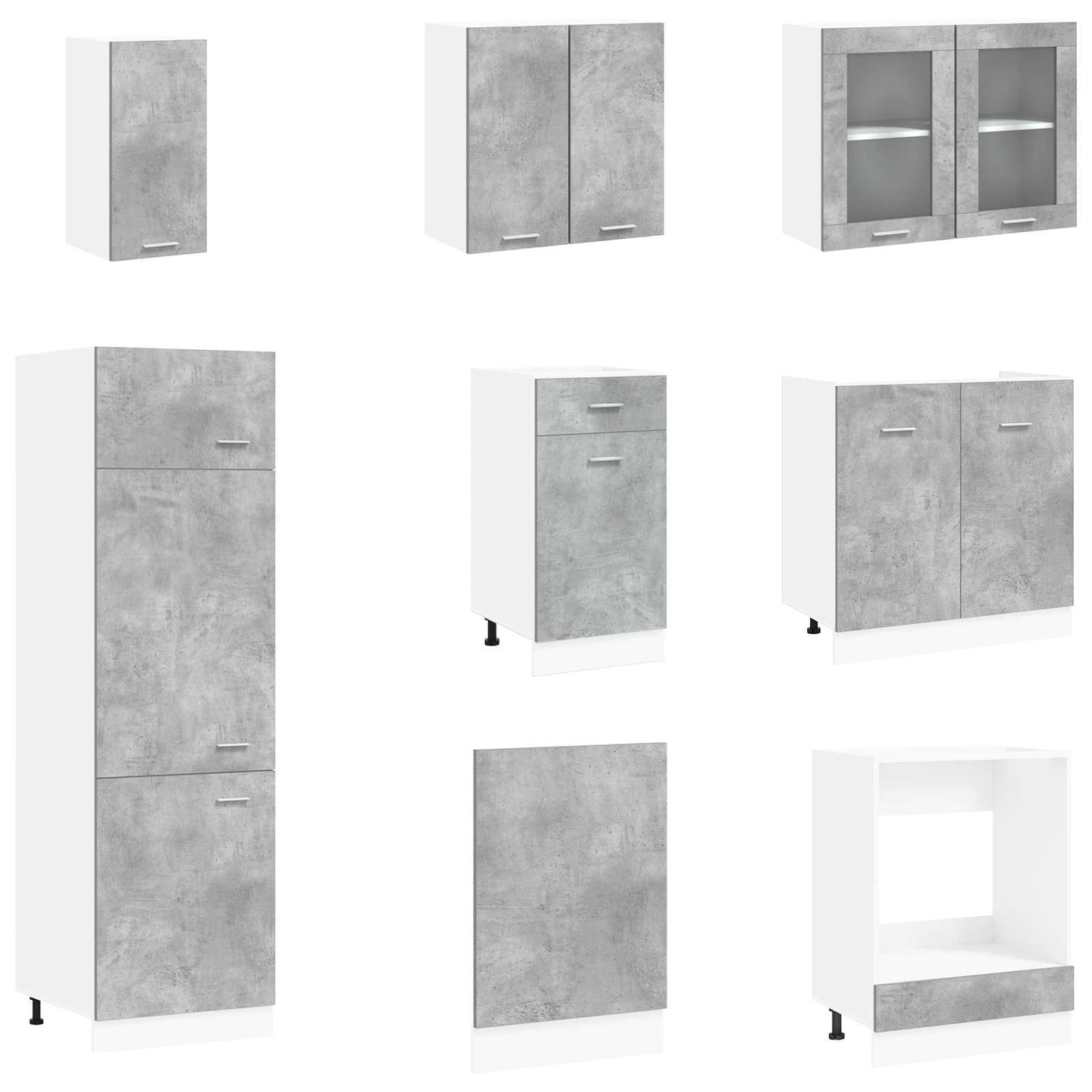Kitchen Unit Lyon 8 pcs Concrete Grey Engineered Wood