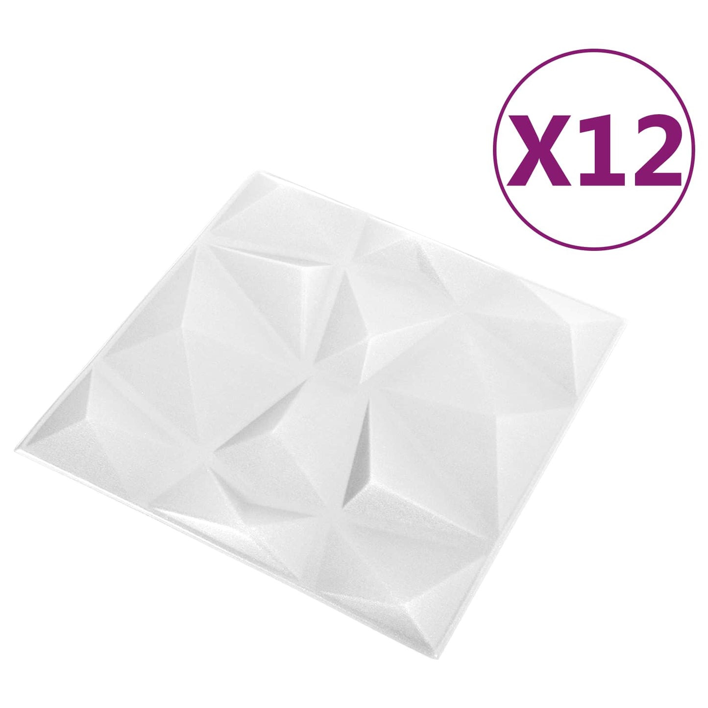 Wall Panels 12 pcs 50 x 50 cm Diamond White XPS Foam