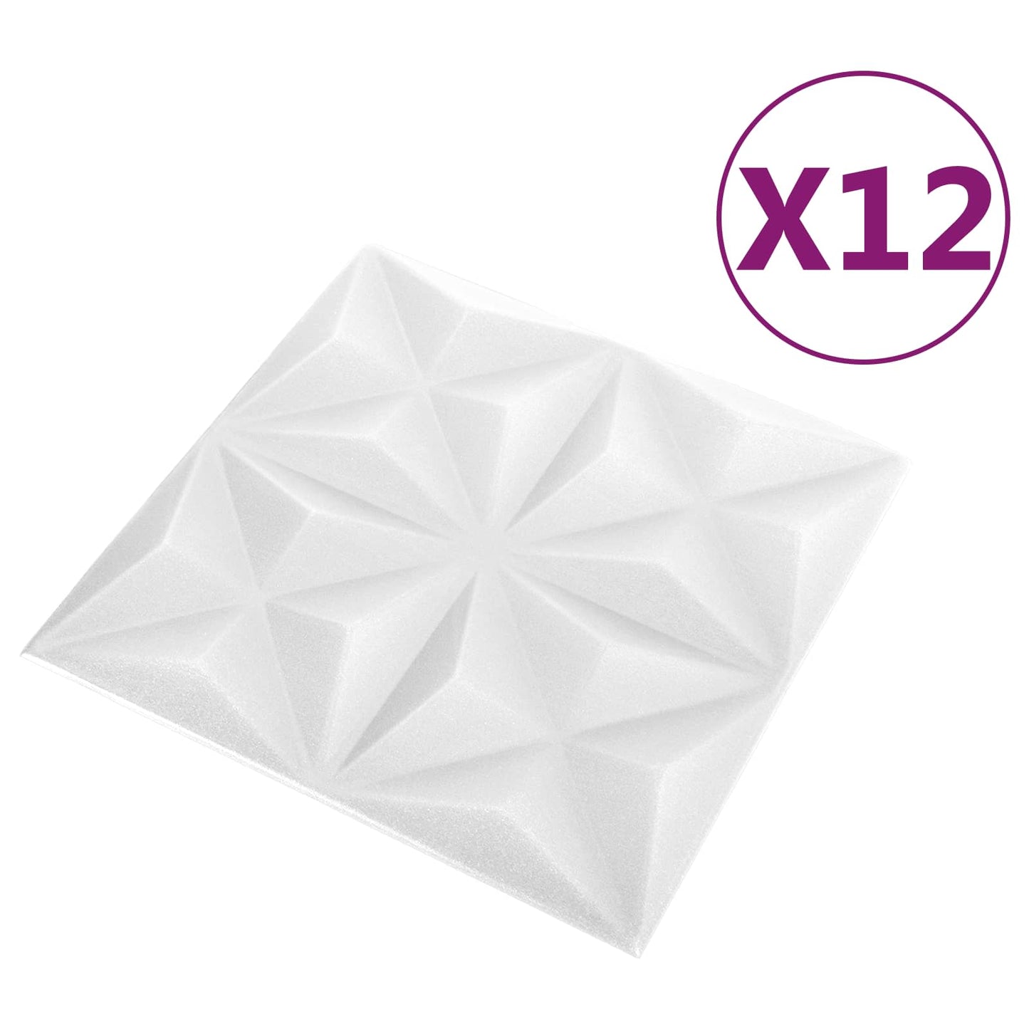 Wall Panels 12 pcs 50 x 50 cm Origami White XPS Foam