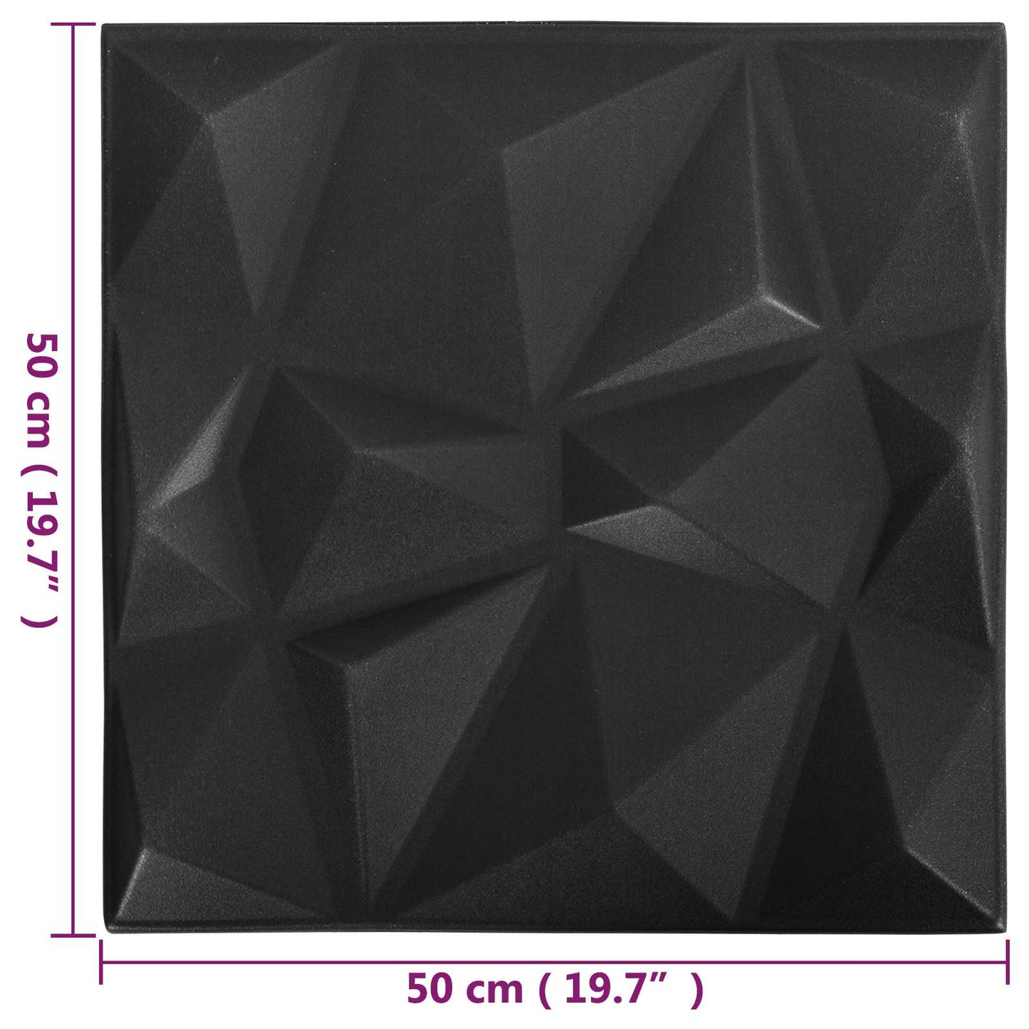 Wall Panels 12 pcs 50 x 50 cm Diamond Black XPS Foam