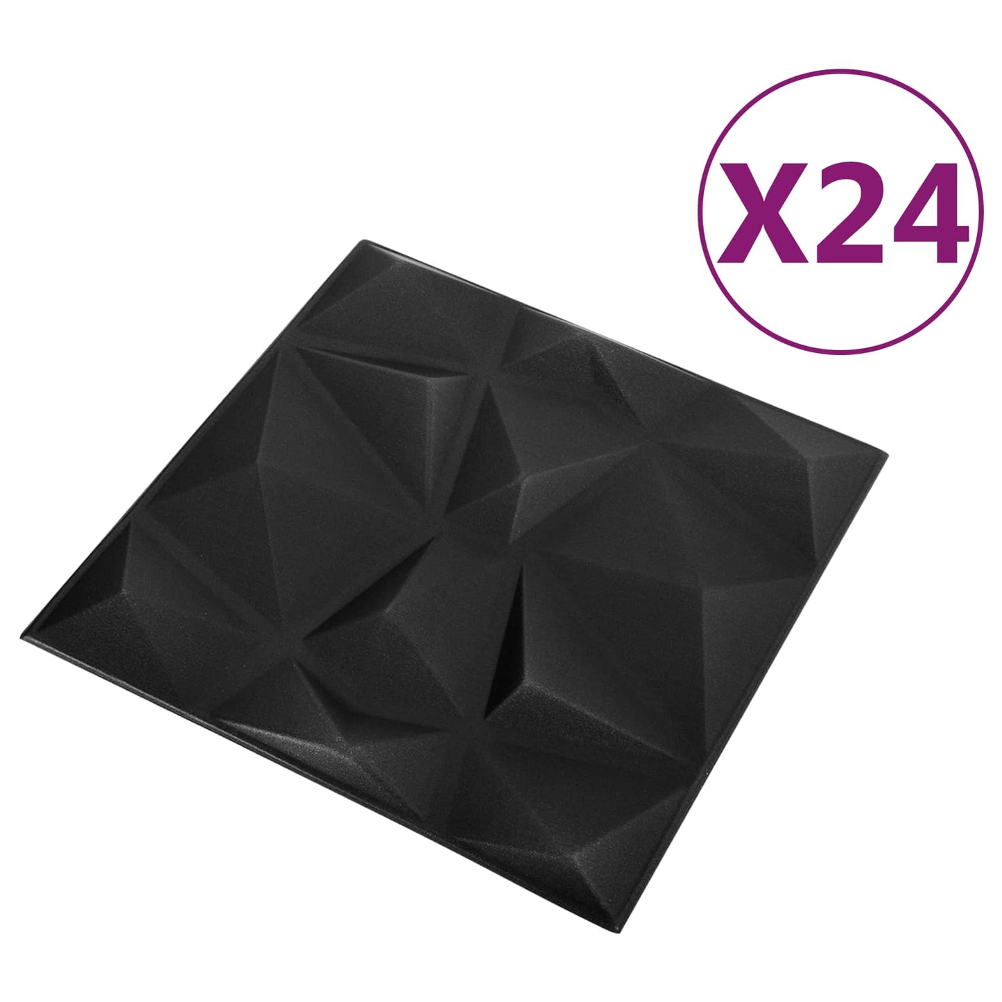 Wall Panels 24 pcs 50 x 50 cm Diamond Black XPS Foam