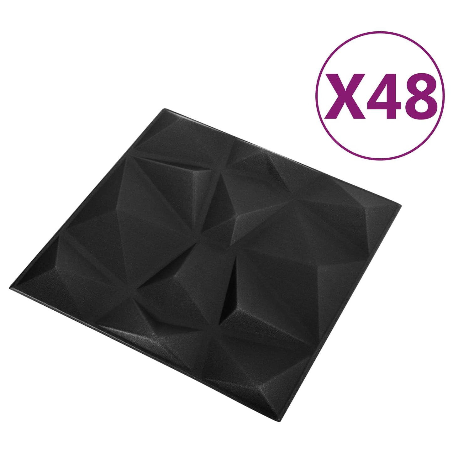 Wall Panels 48 pcs 50 x 50 cm Diamond Black XPS Foam