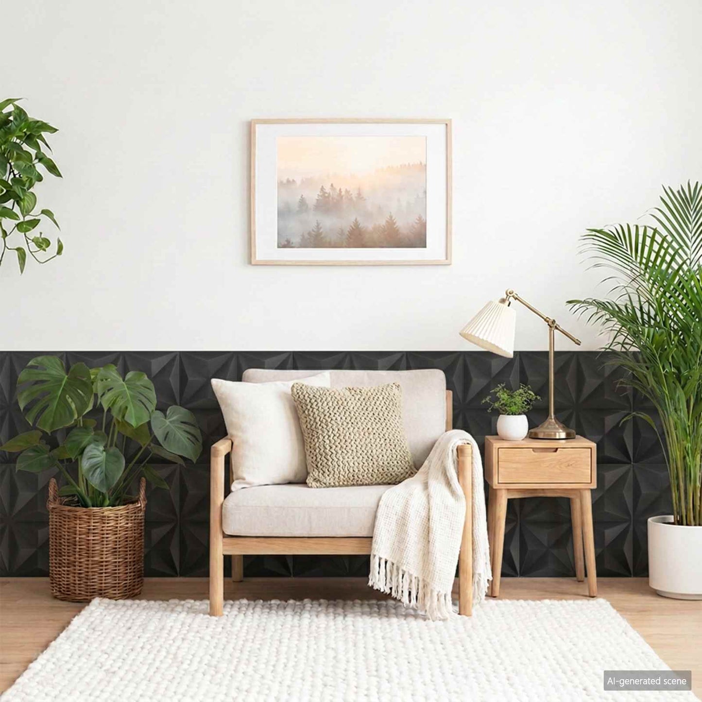 Wall Panels 12 pcs 50 x 50 cm Origami Black XPS Foam