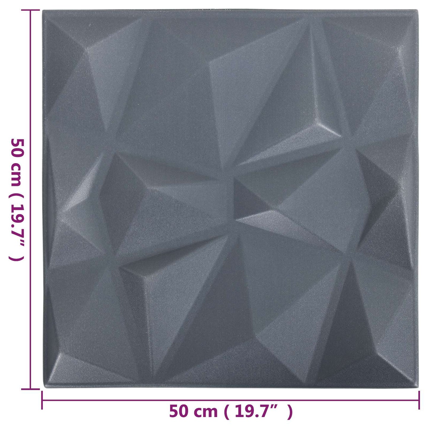Wall Panels 12 pcs 50 x 50 cm Diamond Grey XPS Foam