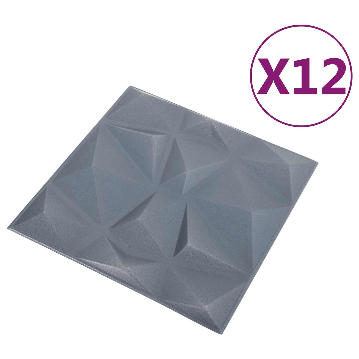 Wall Panels 12 pcs 50 x 50 cm Diamond Grey XPS Foam