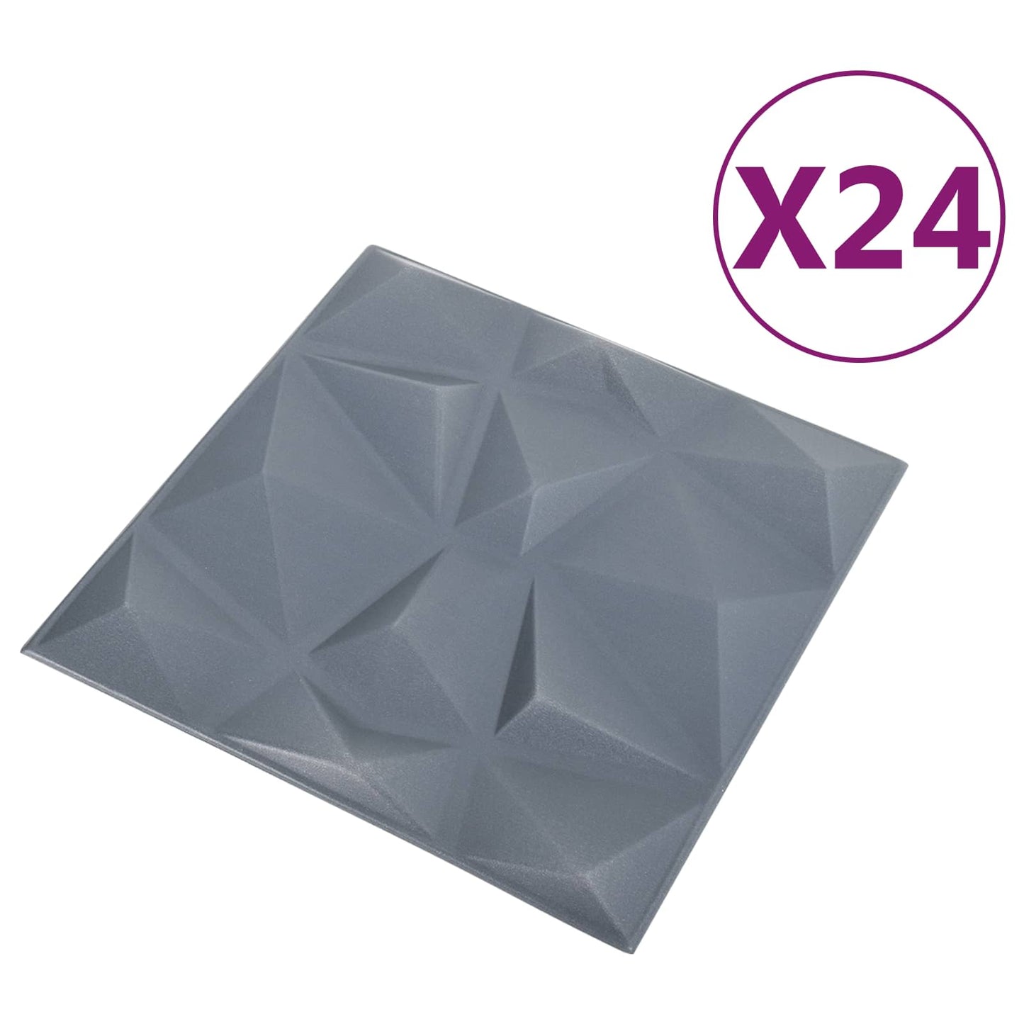 Wall Panels 24 pcs 50 x 50 cm Diamond Grey XPS Foam
