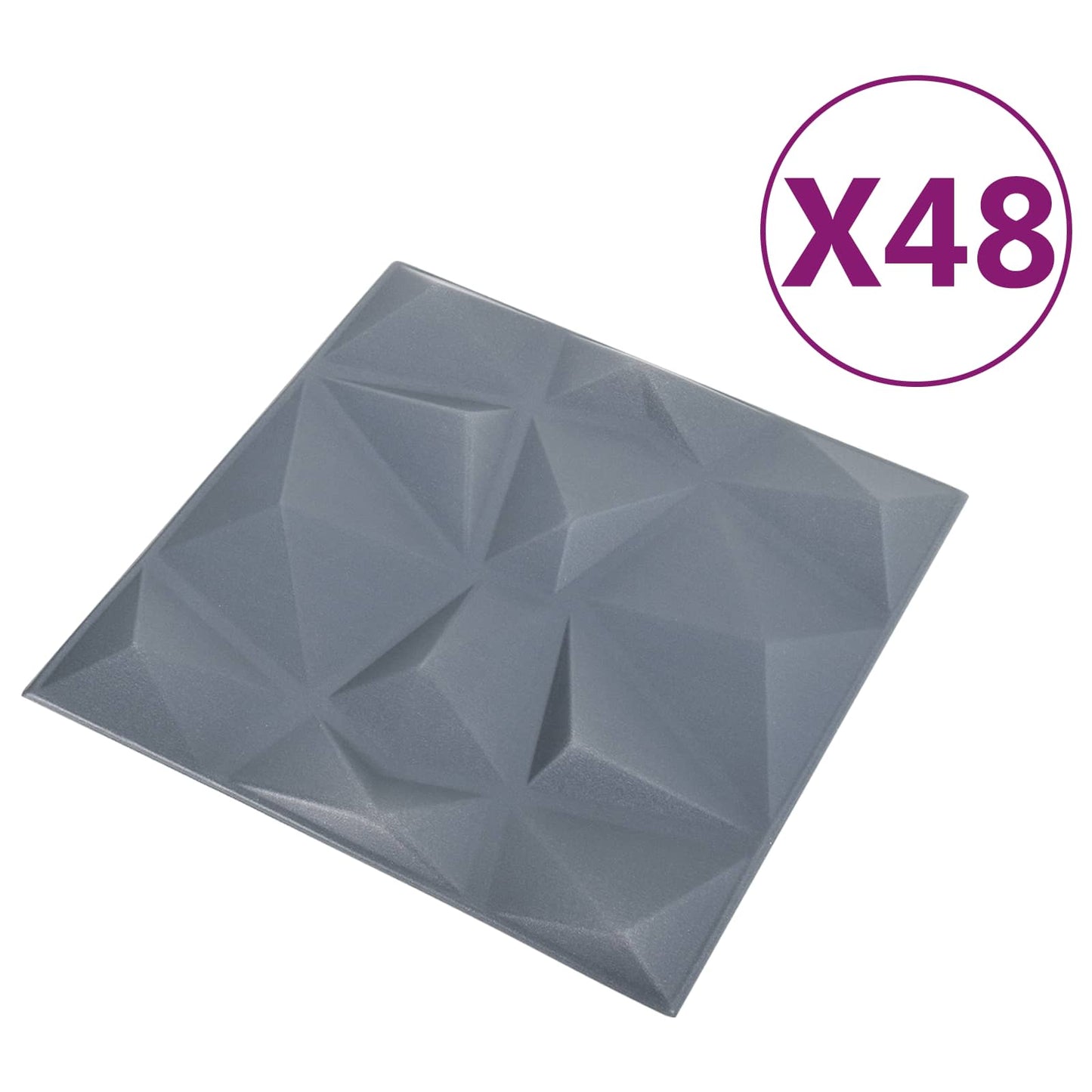 Wall Panels 48 pcs 50 x 50 cm Diamond Grey XPS Foam