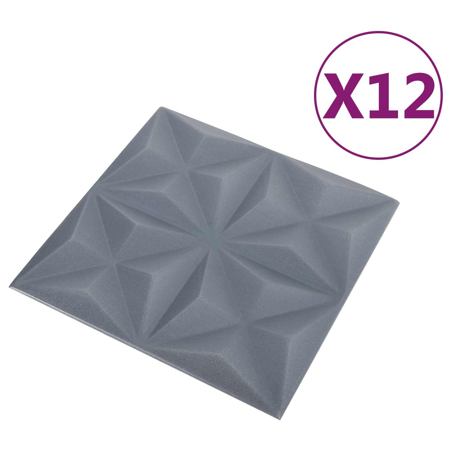 Wall Panels 12 pcs 50 x 50 cm Origami Grey XPS Foam
