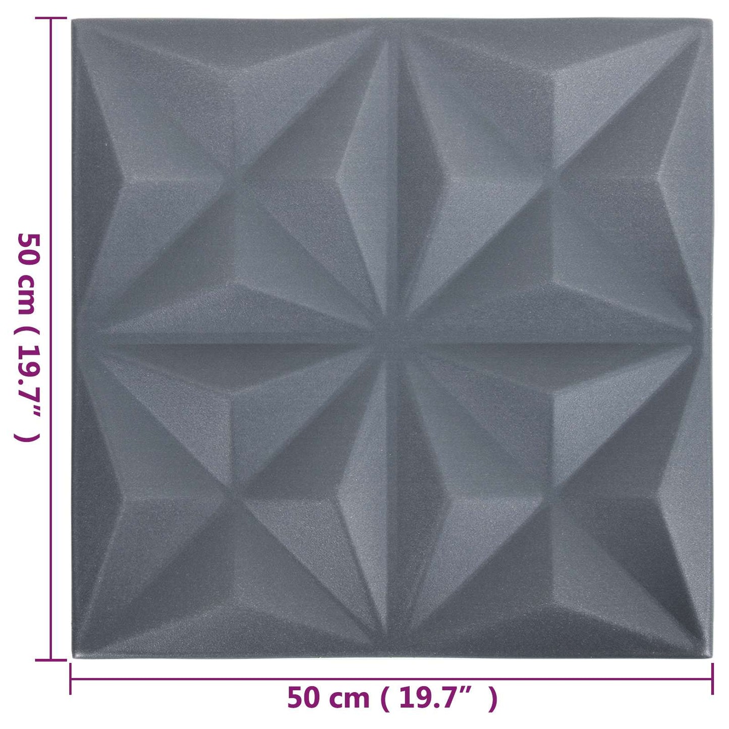 Wall Panels 48 pcs 50 x 50 cm Origami Grey XPS Foam