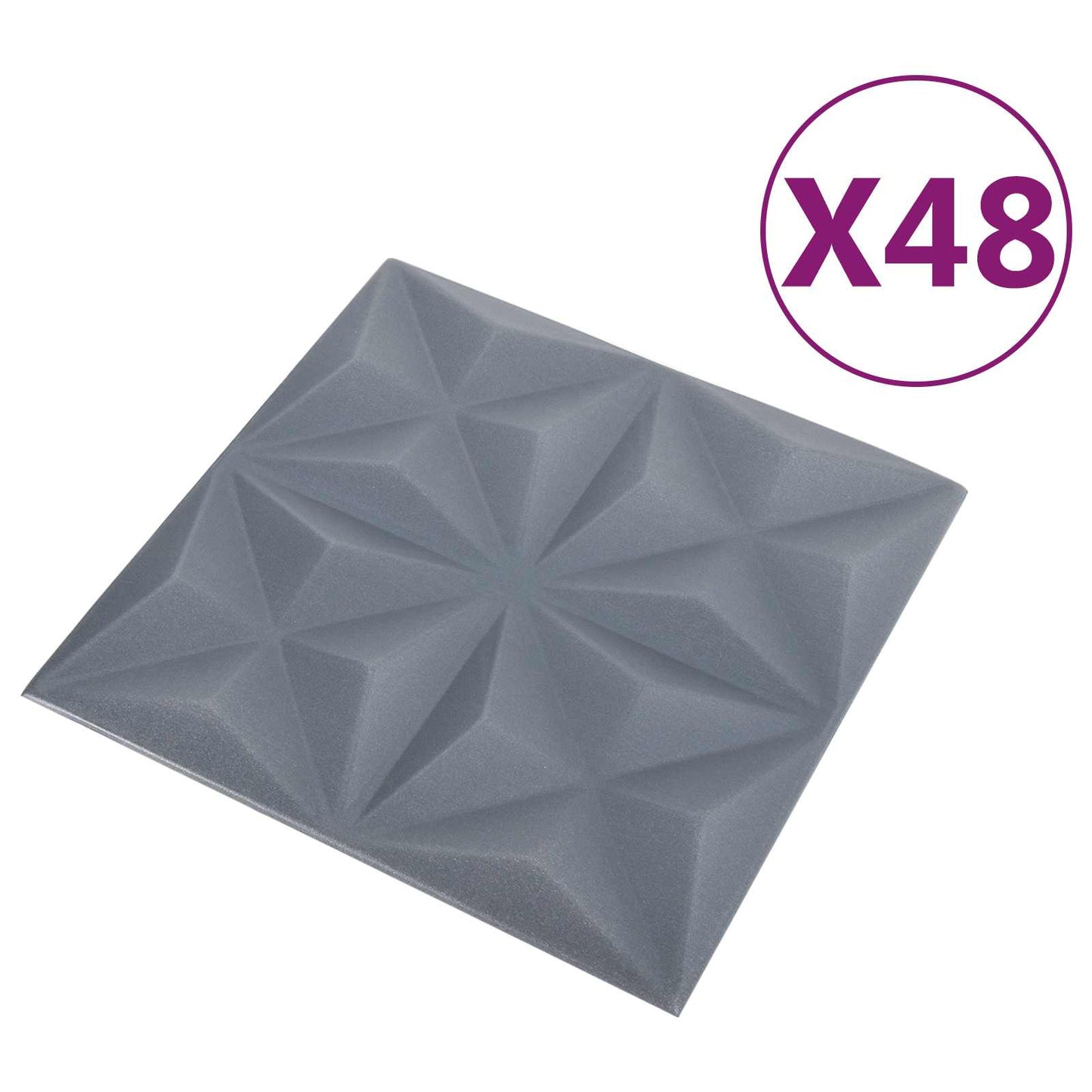 Wall Panels 48 pcs 50 x 50 cm Origami Grey XPS Foam