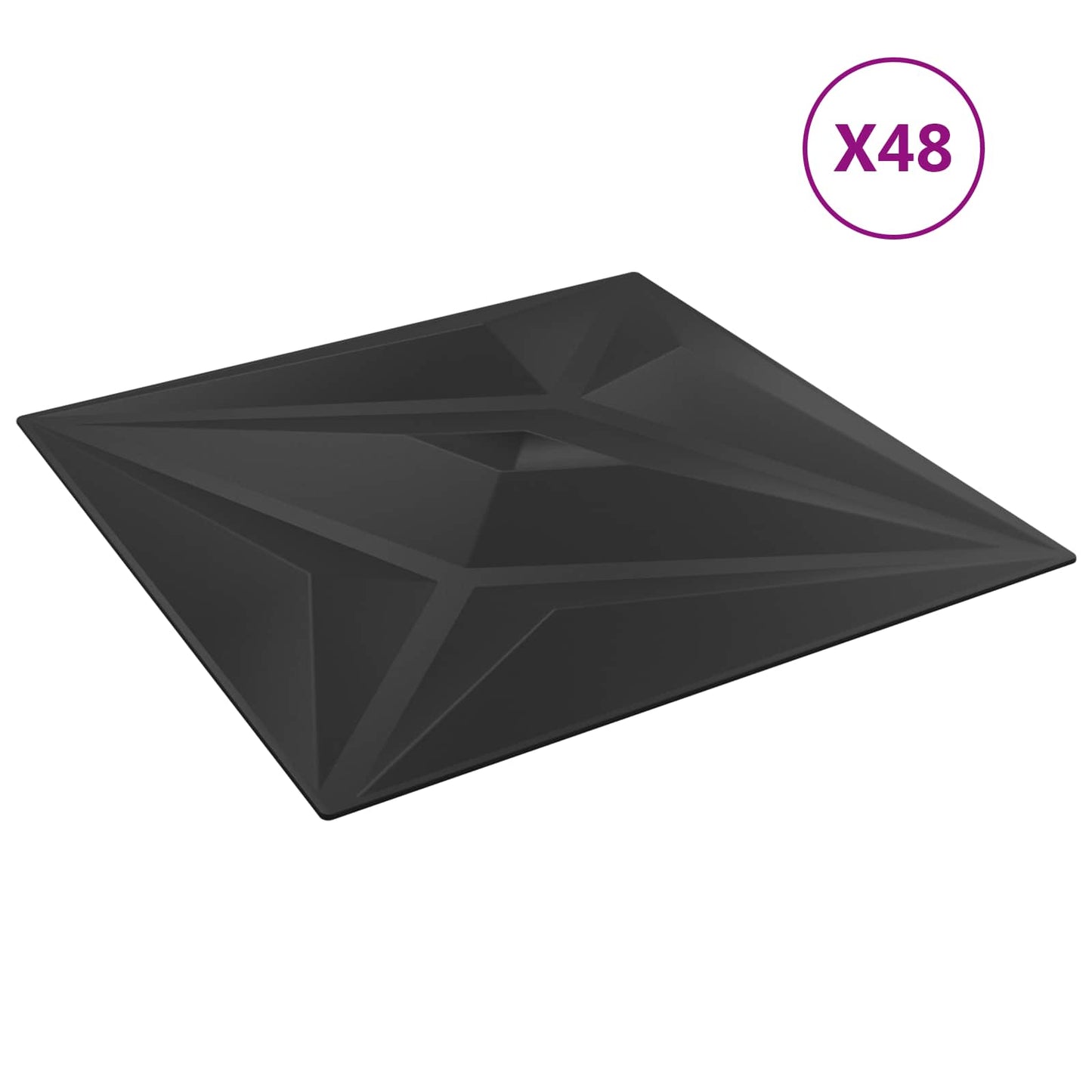 Wall Panels 48 pcs 50 x 50 cm Black Star XPS Foam
