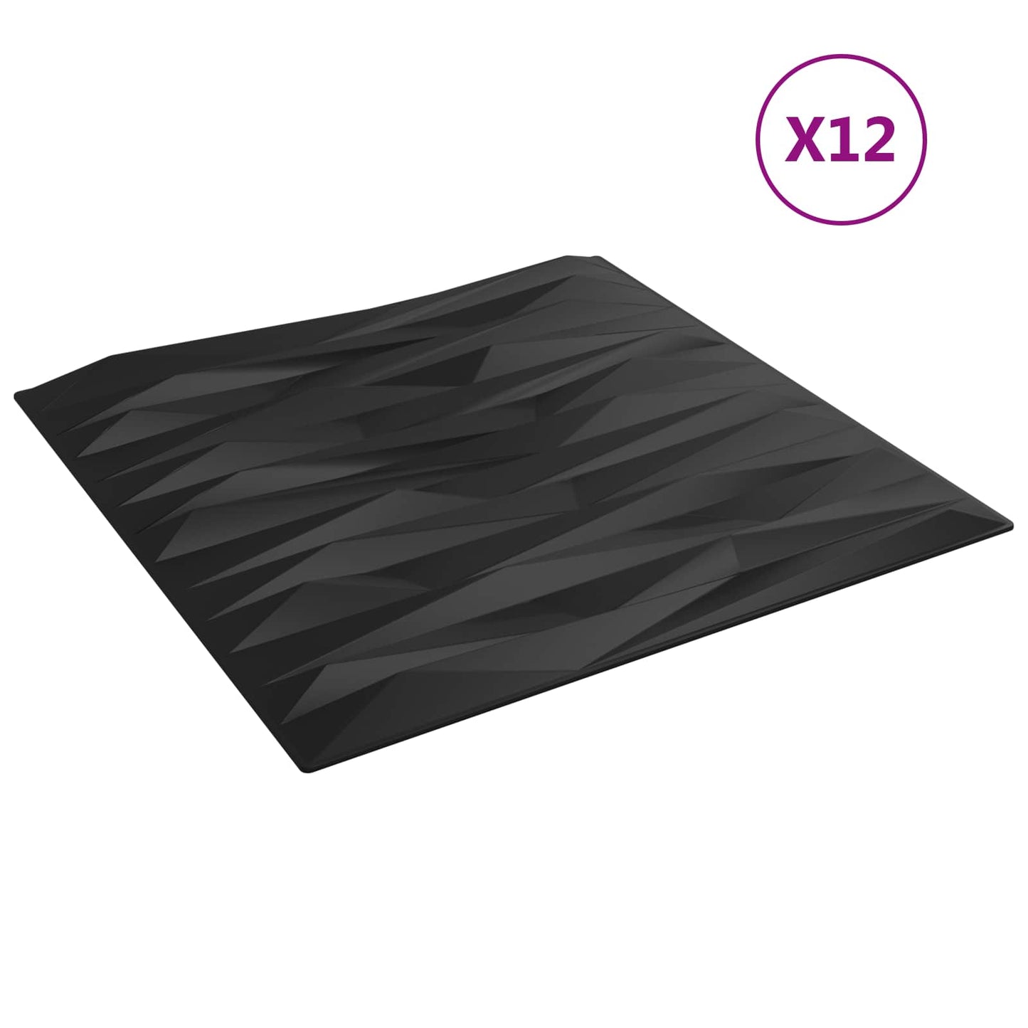 Wall Panels 12 pcs 50 x 50 cm Black Stone XPS Foam