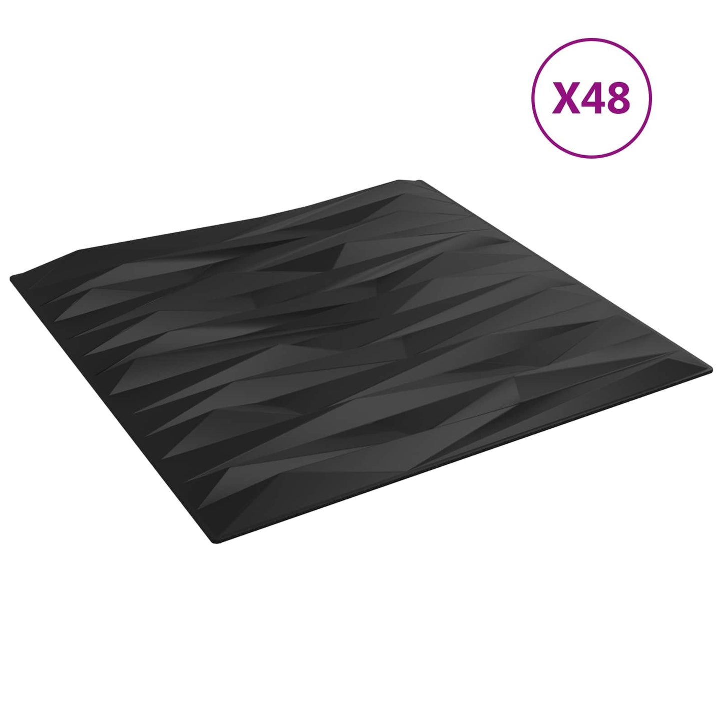 Wall Panels 48 pcs 50 x 50 cm Black Stone XPS Foam