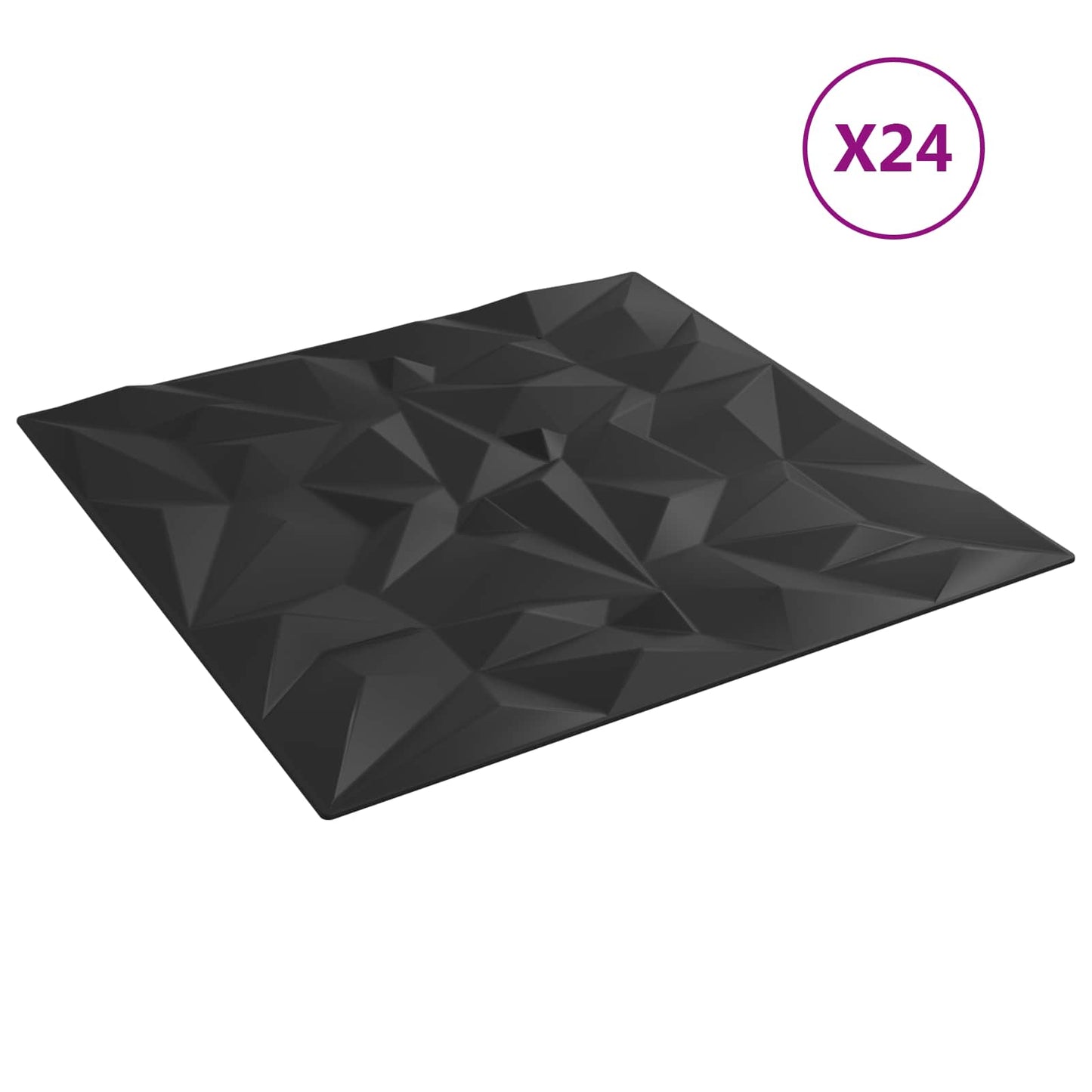 Wall Panels 24 pcs 50 x 50 cm Black XPS Foam