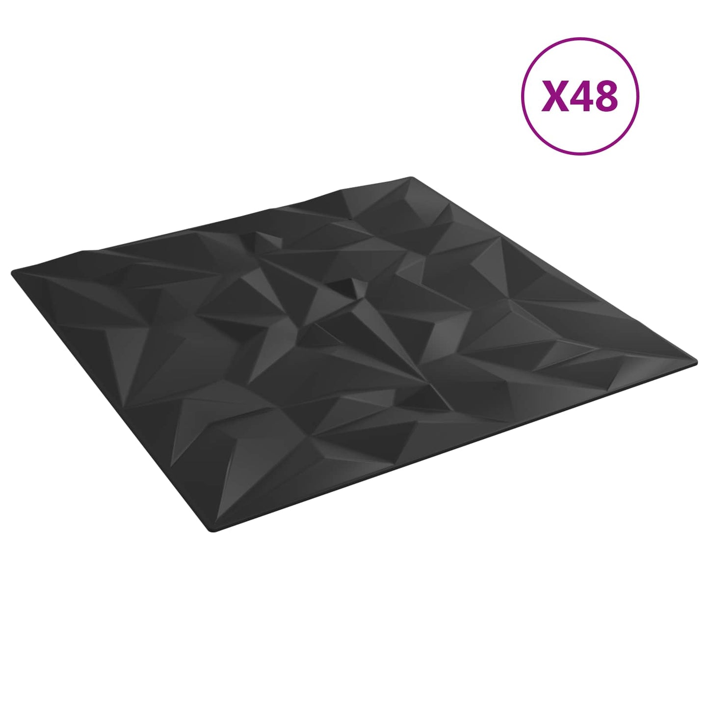 Wall Panels 48 pcs 50 x 50 cm Black XPS Foam