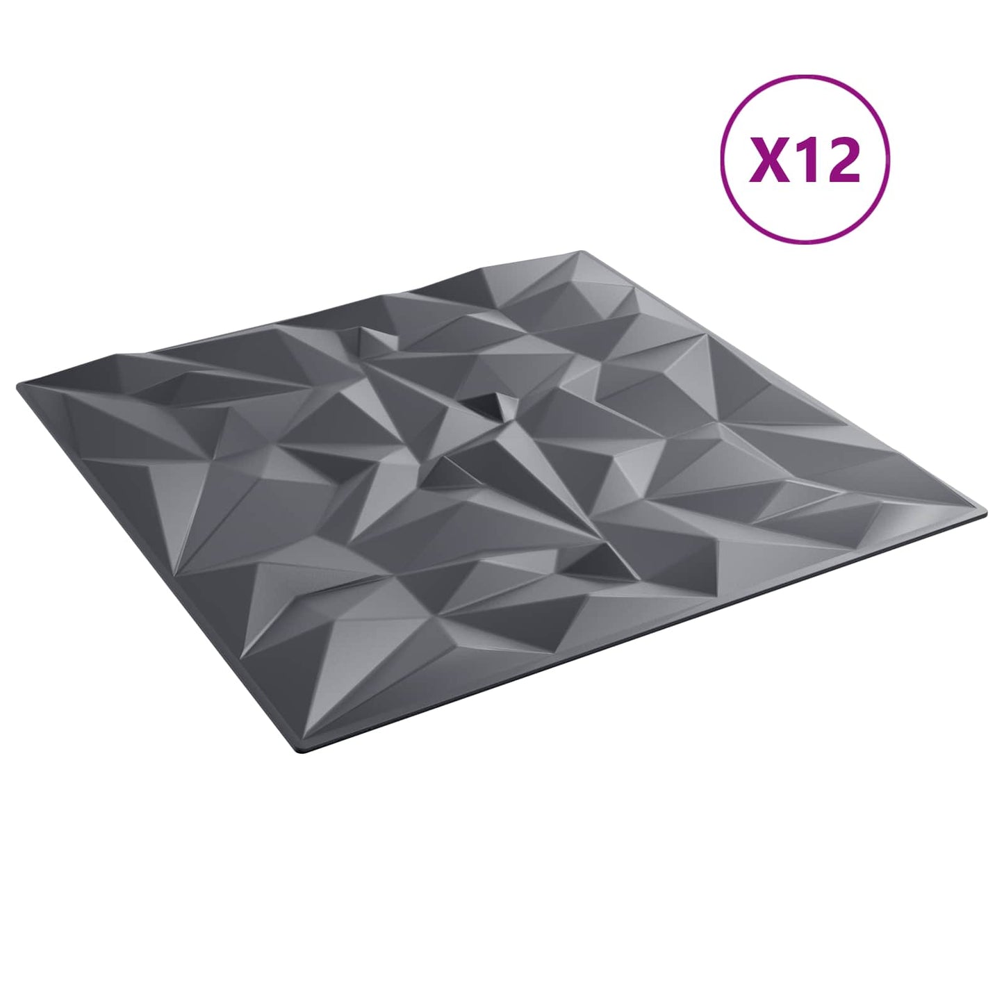 Wall Panels 12 pcs 50 x 50 cm Amethyst Grey XPS Foam