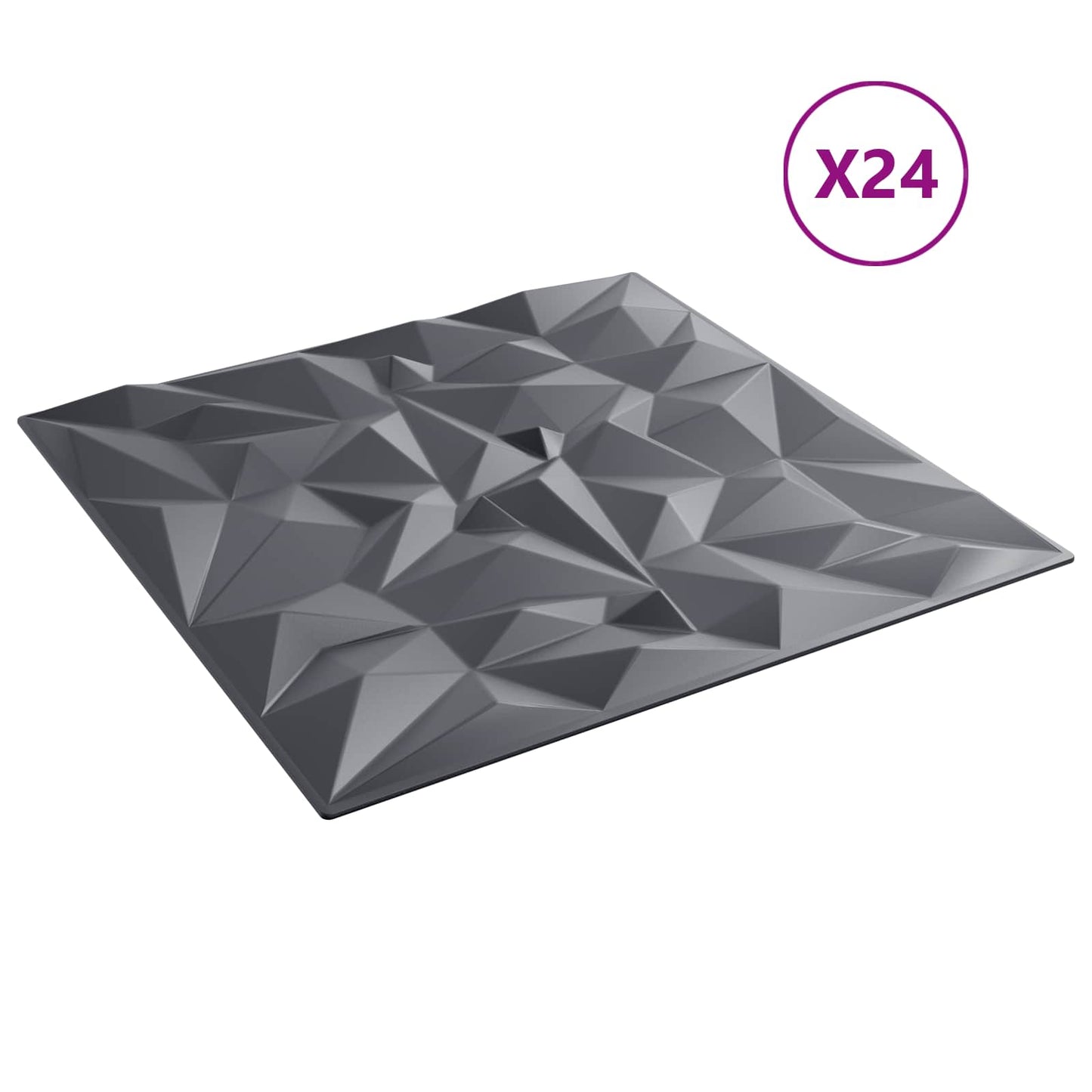 Wall Panels 24 pcs 50 x 50 cm Amethyst Grey XPS Foam
