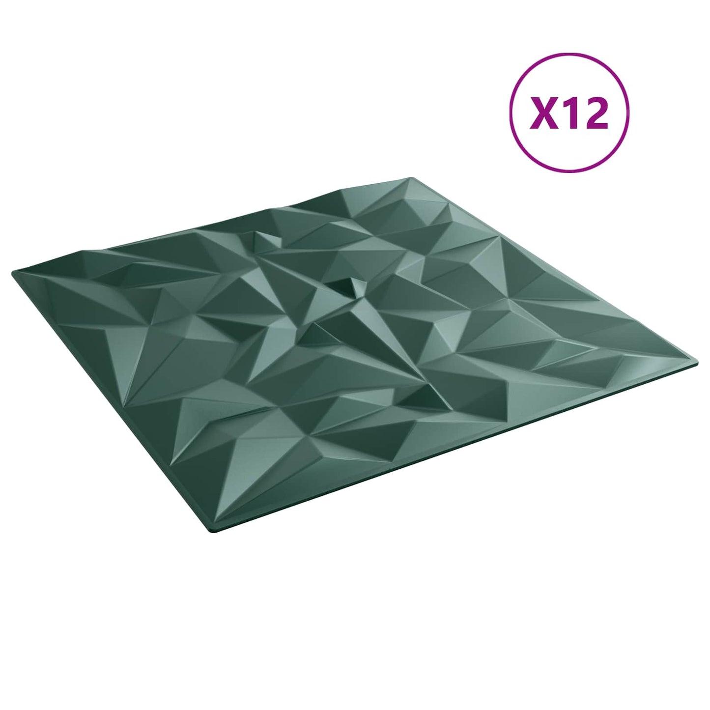 Wall Panels 12 pcs 50 x 50 cm Amethyst Green XPS Foam