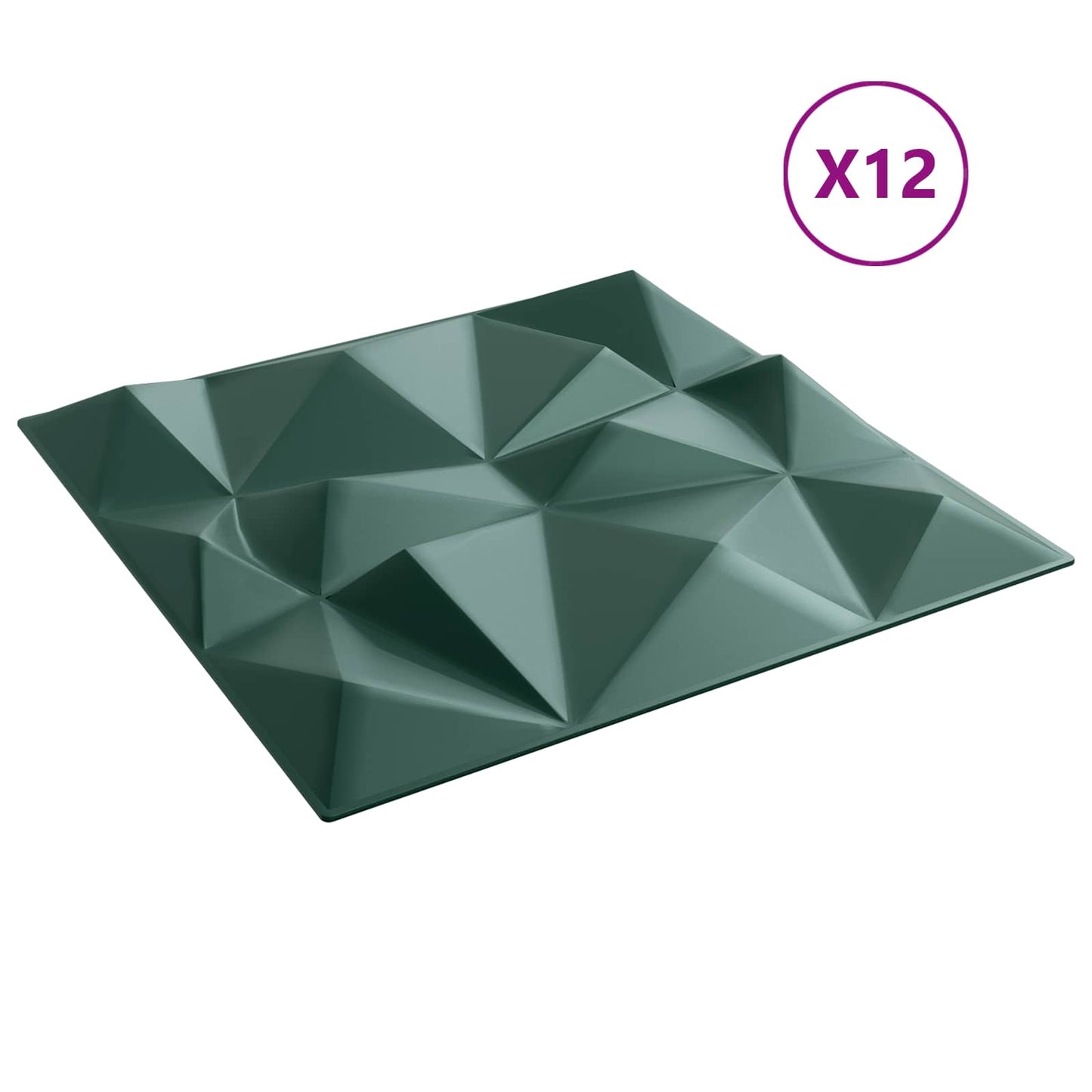 Wall Panels 12 pcs 50 x 50 cm Diamond Green XPS Foam