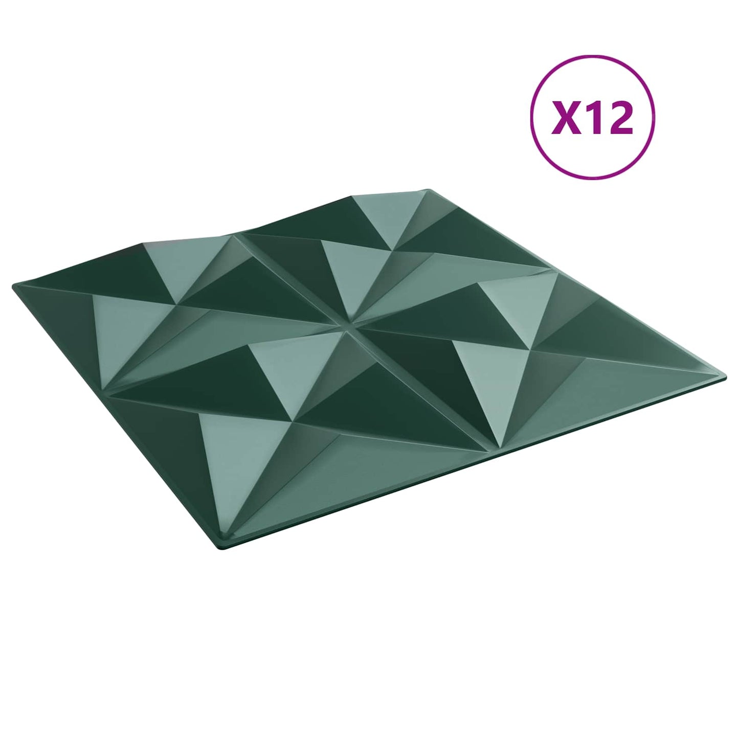 Wall Panels 12 pcs 50 x 50 cm Origami Green XPS Foam