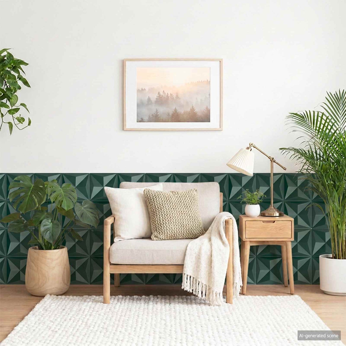 Wall Panels 48 pcs 50 x 50 cm Origami Green XPS Foam