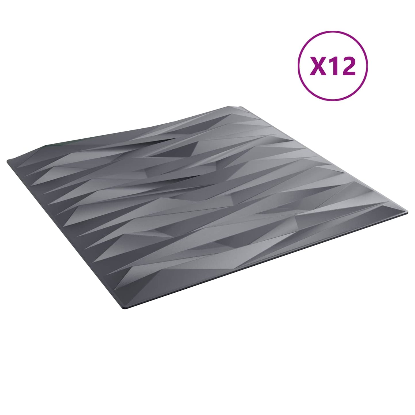 Wall Panels 12 pcs 50 x 50 cm Stone Grey XPS Foam