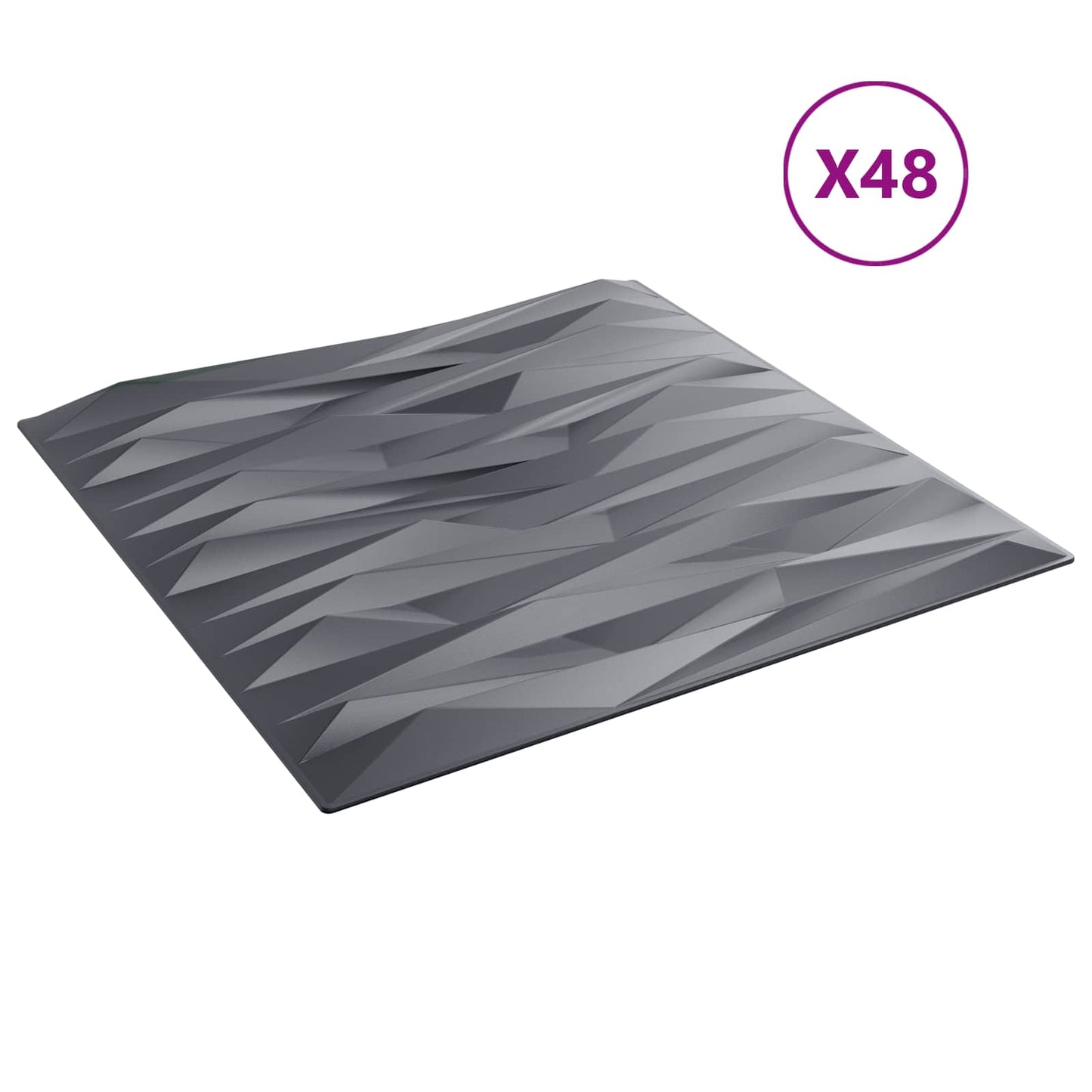 Wall Panels 48 pcs 50 x 50 cm Stone Grey XPS Foam