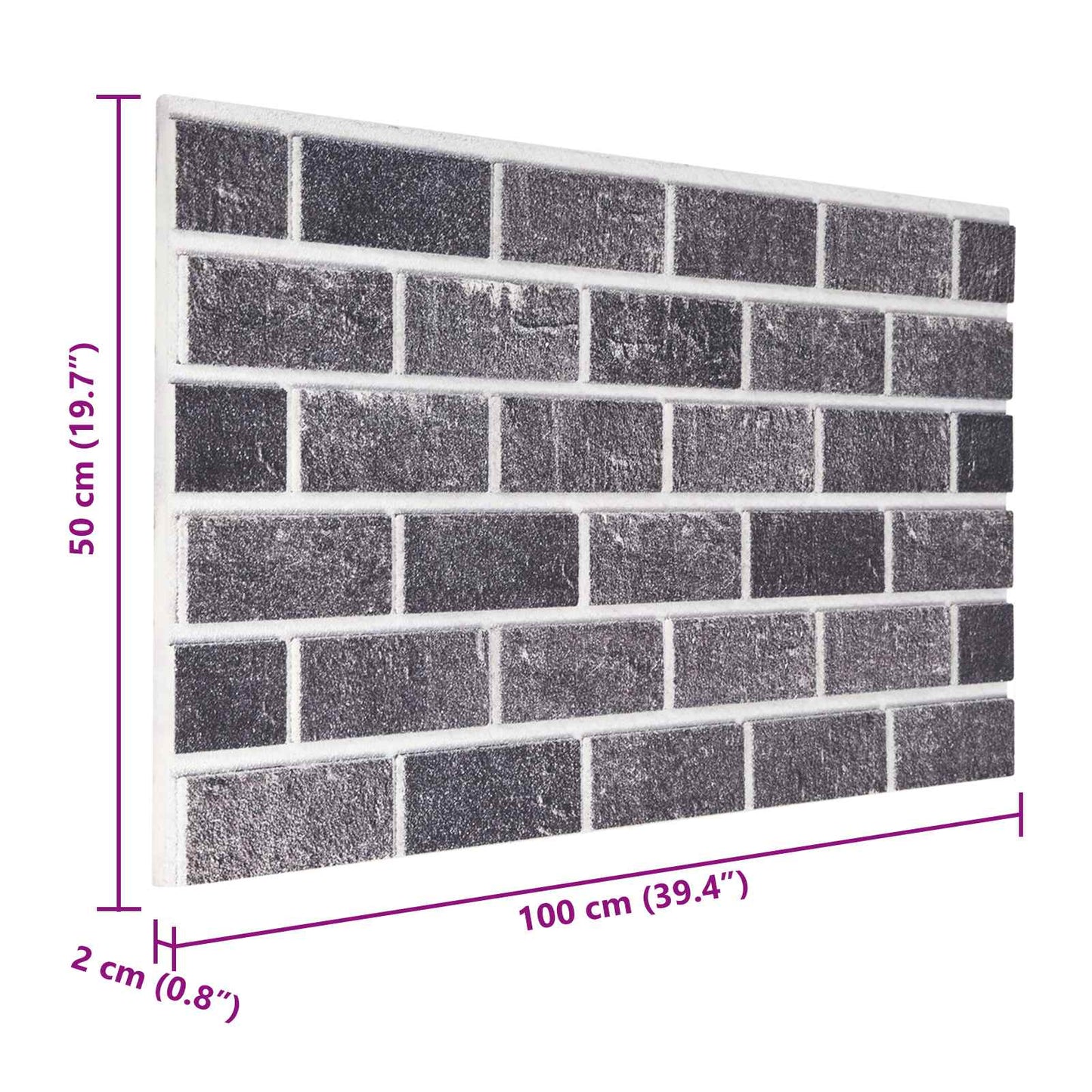 Wall Panels 10 pcs 100 x 50 cm Black and Grey EPS Foam