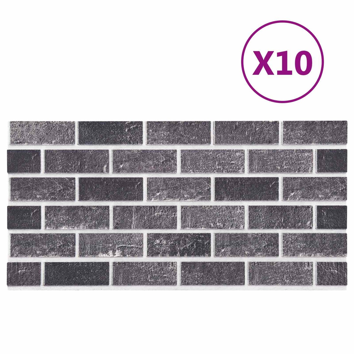 Wall Panels 10 pcs 100 x 50 cm Black and Grey EPS Foam