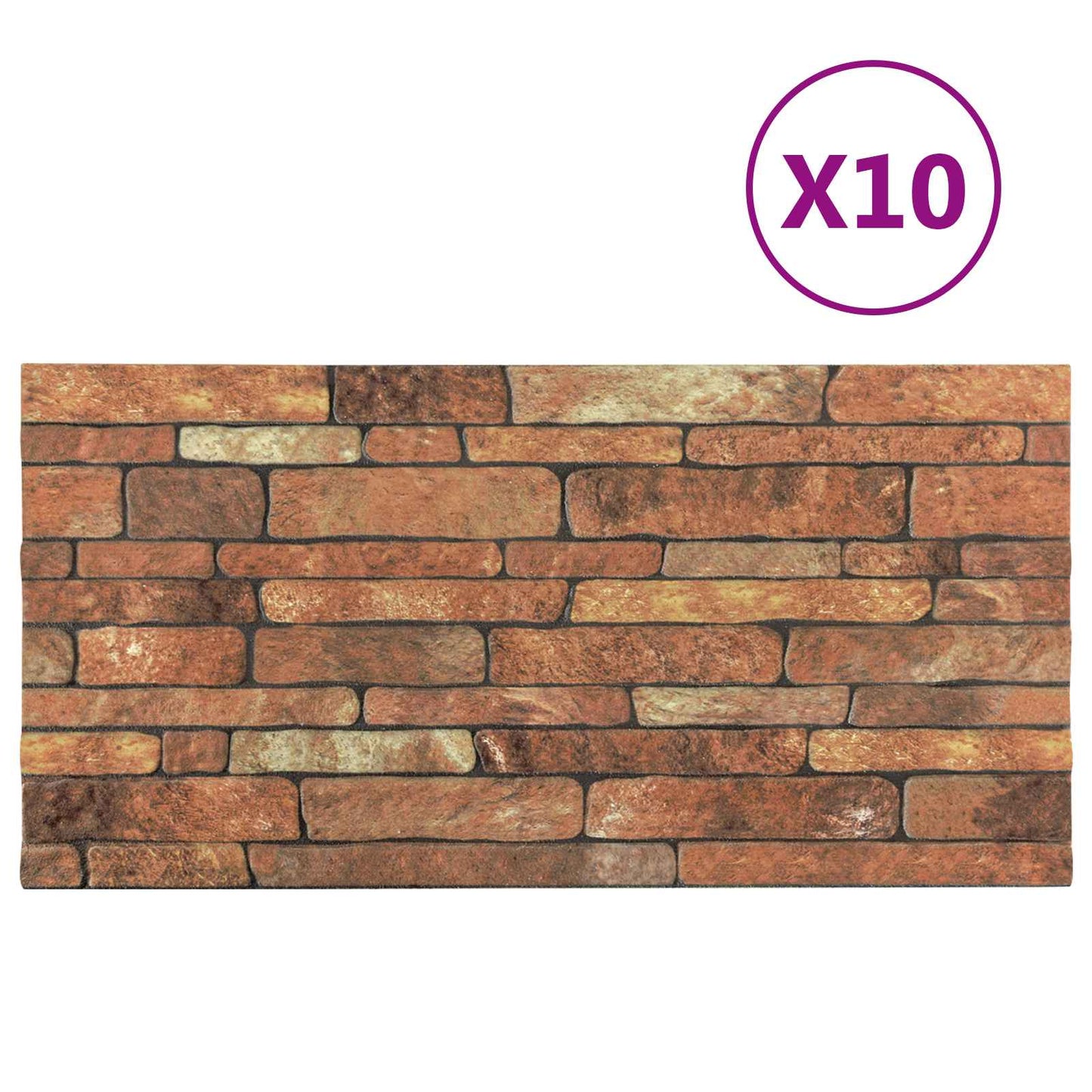 Wall Panels 10 pcs 100 x 50 cm Brown and White EPS Foam
