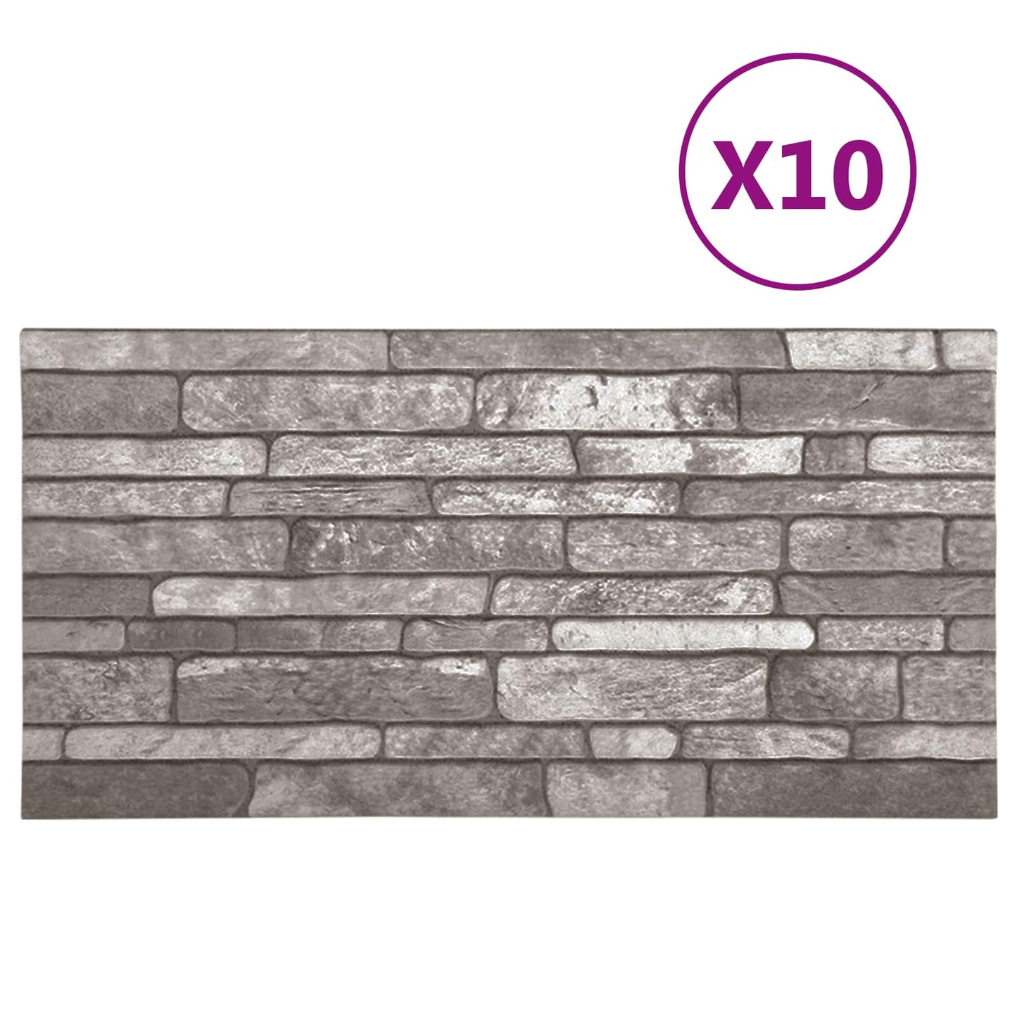 Wall Panels 10 pcs 100 x 50 cm Dark Grey EPS Foam