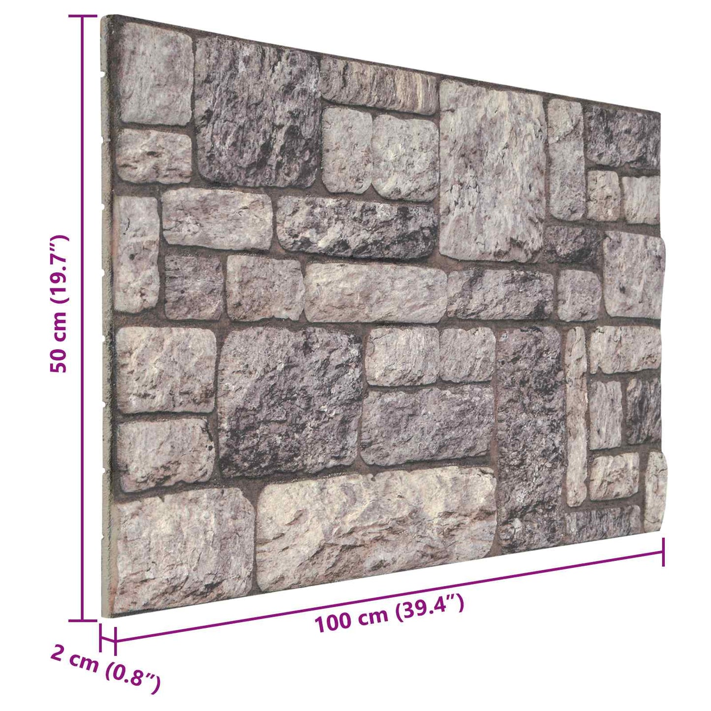 Wall Panels 10 pcs 100 x 50 cm Grey and White EPS Foam
