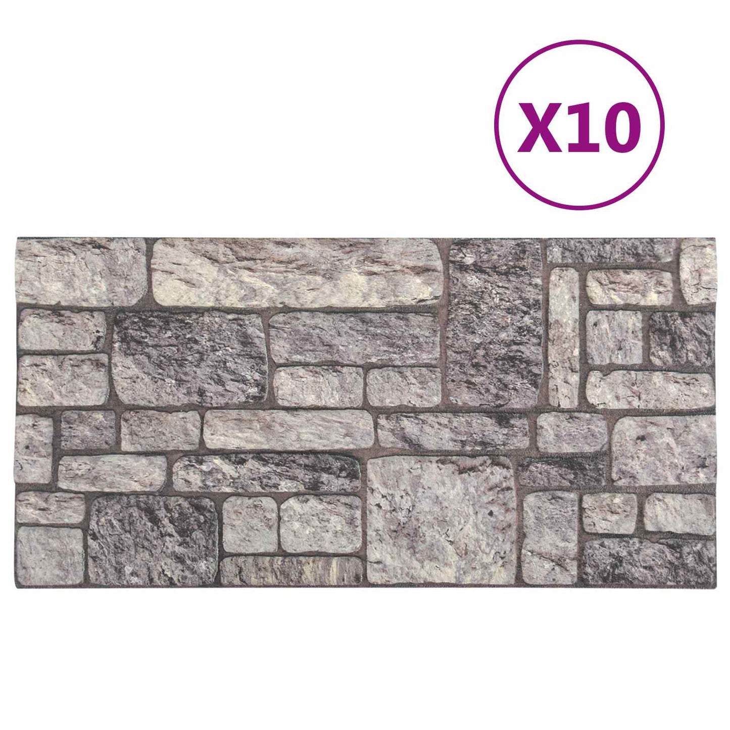 Wall Panels 10 pcs 100 x 50 cm Grey and White EPS Foam