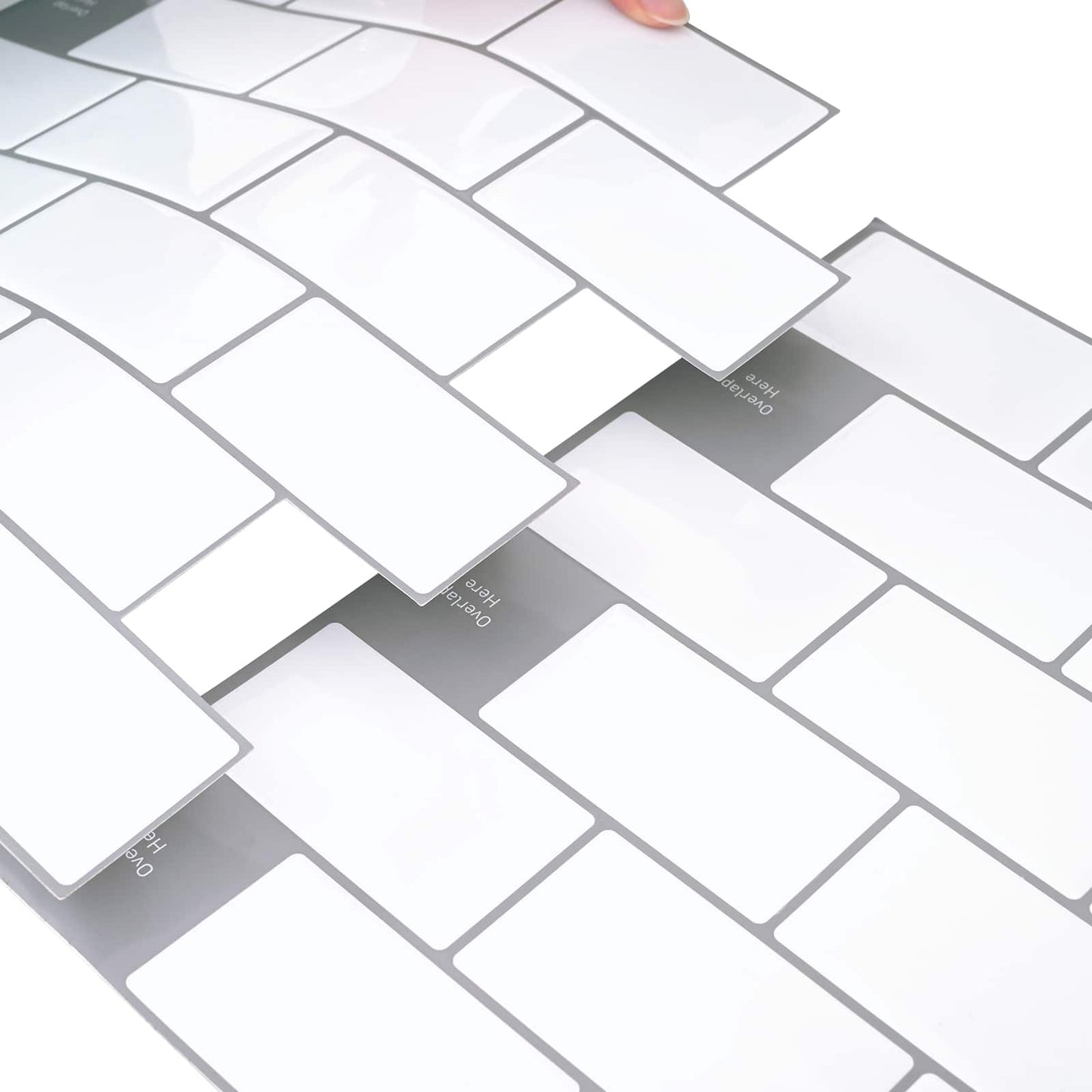 Subway Tile 10 pcs White Grey 30 x 30 cm Polyurethane and PET