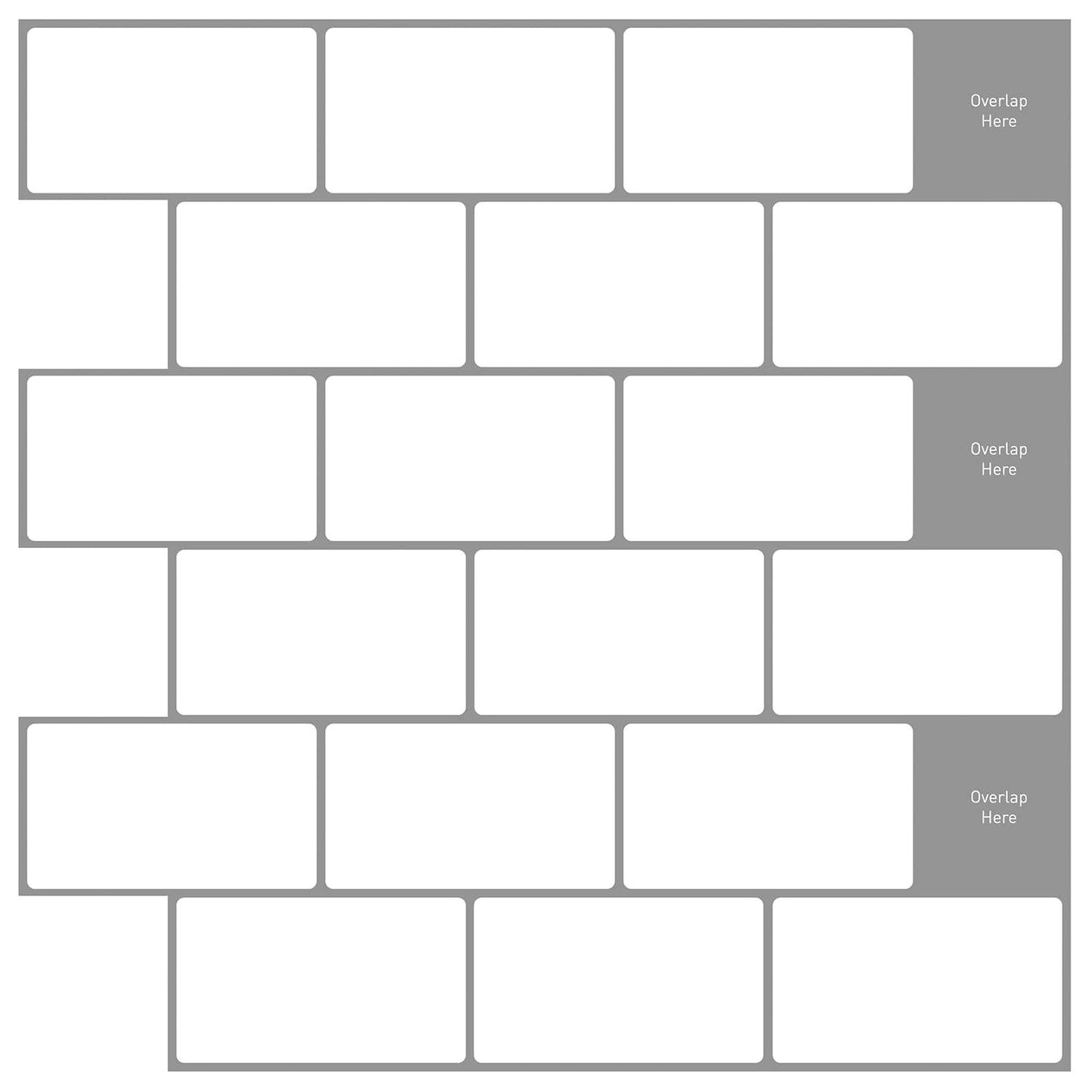 Subway Tile 20 pcs White Grey 30 x 30 cm Polyurethane and PET
