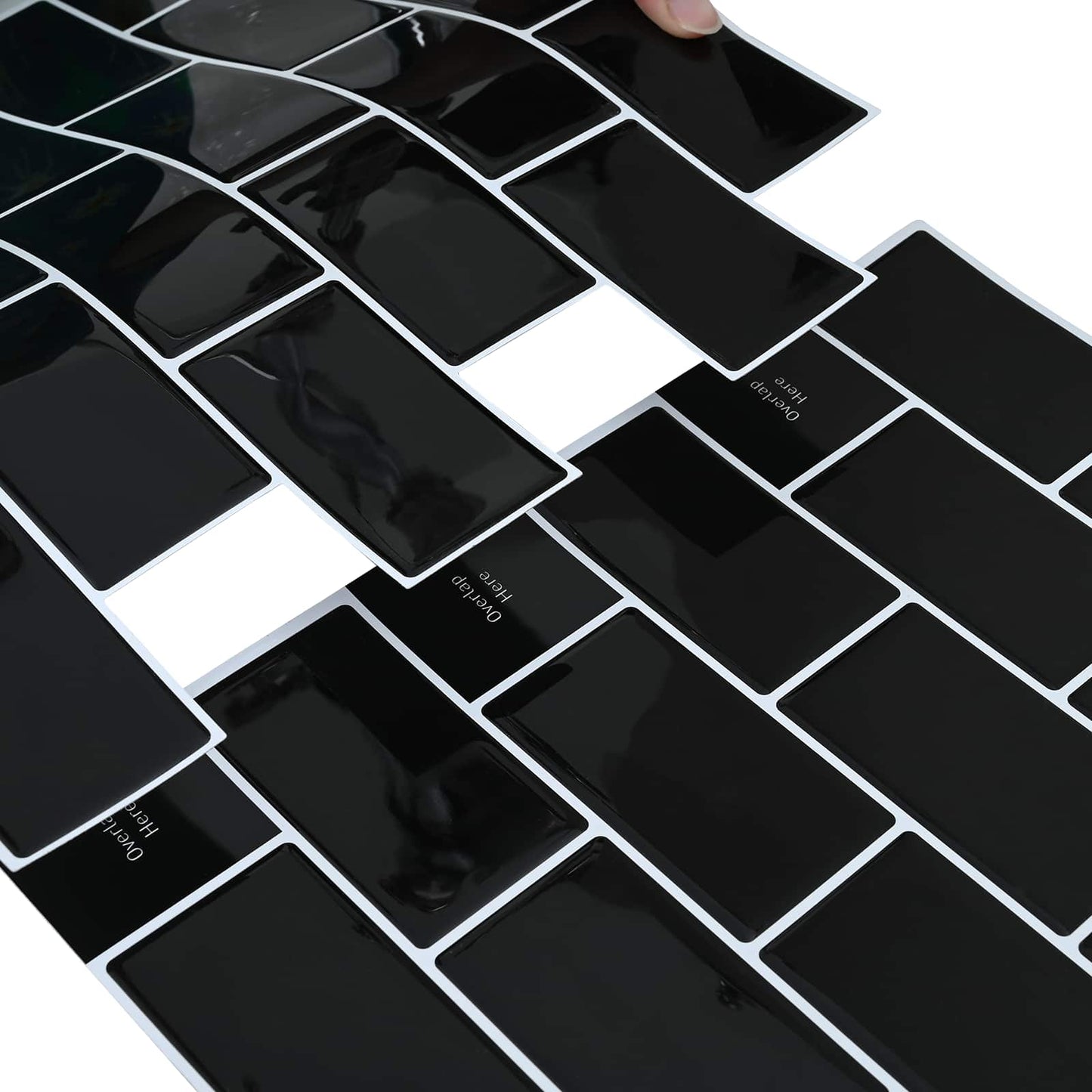 Subway Tile 10 pcs Black 30 x 30 cm Polyurethane and PET