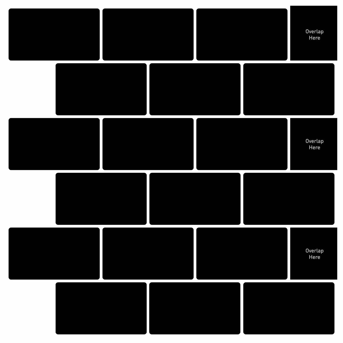 Subway Tile 50 pcs Black 30 x 30 cm Polyurethane and PET