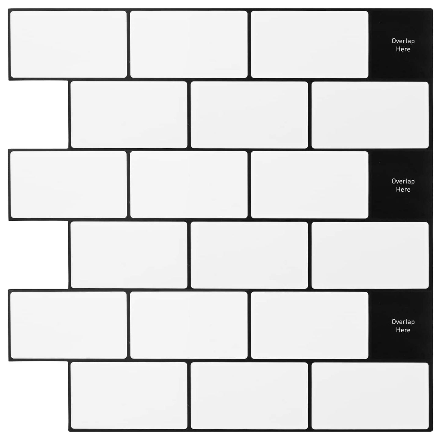 Subway Tile 10 pcs White Black 30 x 30 cm Polyurethane and PET
