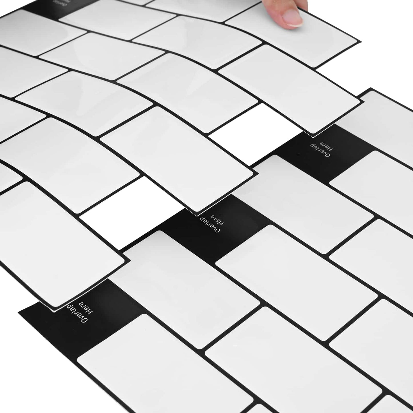 Subway Tile 20 pcs White Black 30 x 30 cm Polyurethane and PET
