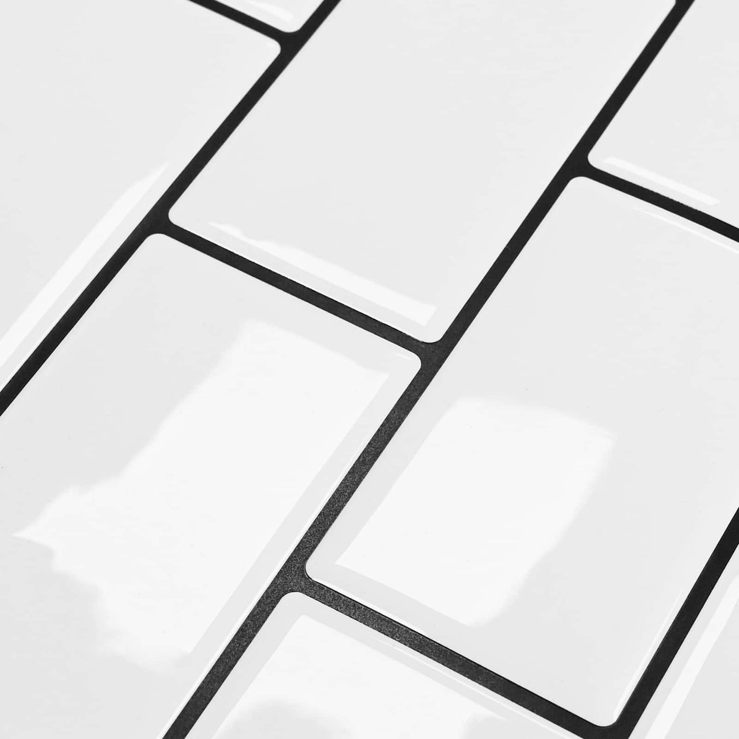 Subway Tile 50 pcs White Black 30 x 30 cm Polyurethane and PET