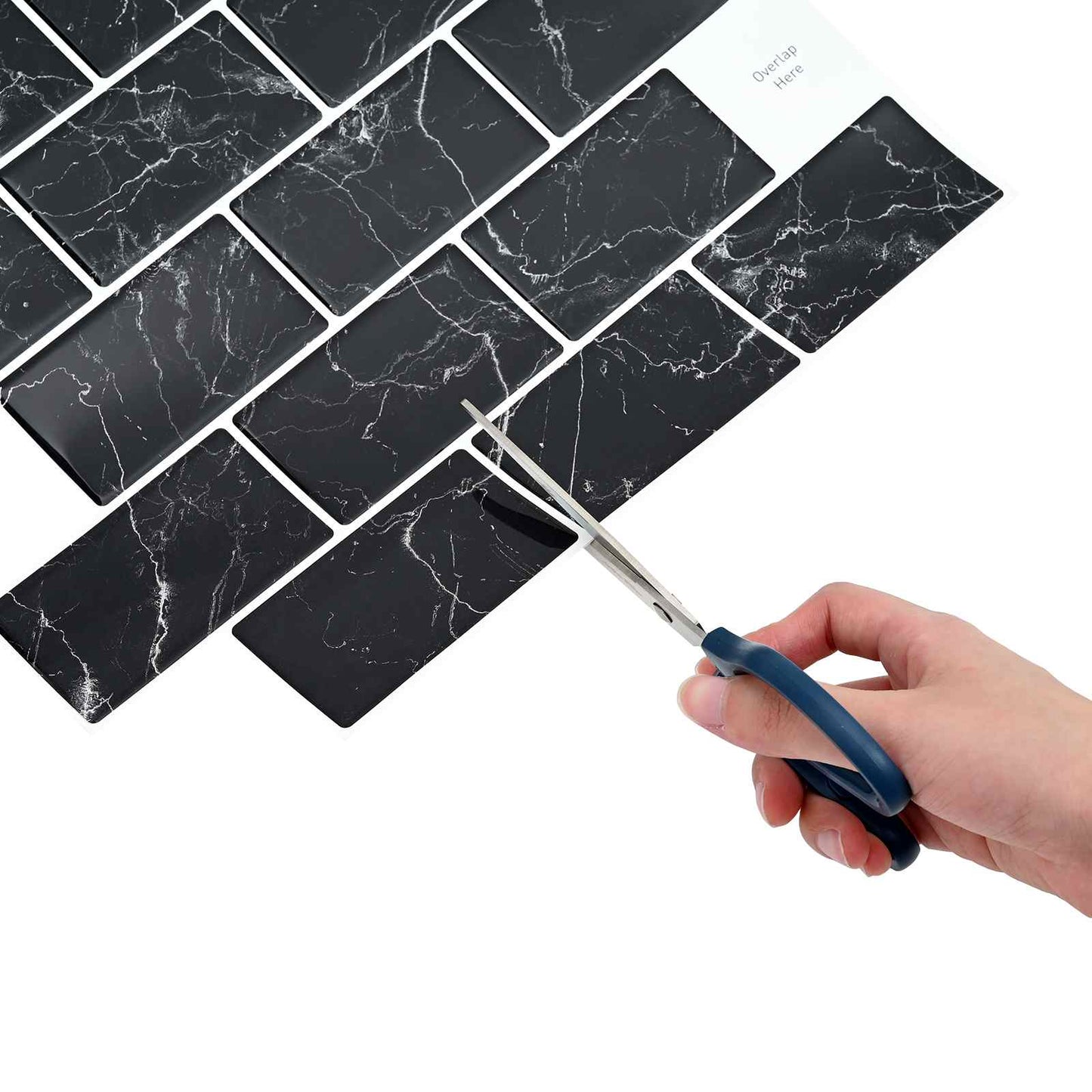 Subway Tile 10 pcs Black Marble 30 x 30 cm Polyurethane and PET