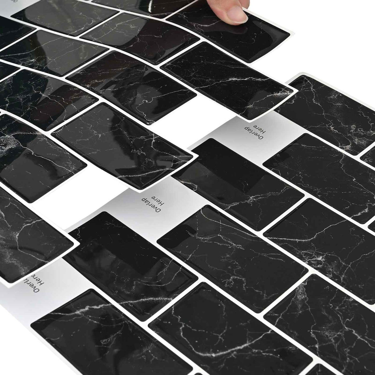 Subway Tile 10 pcs Black Marble 30 x 30 cm Polyurethane and PET